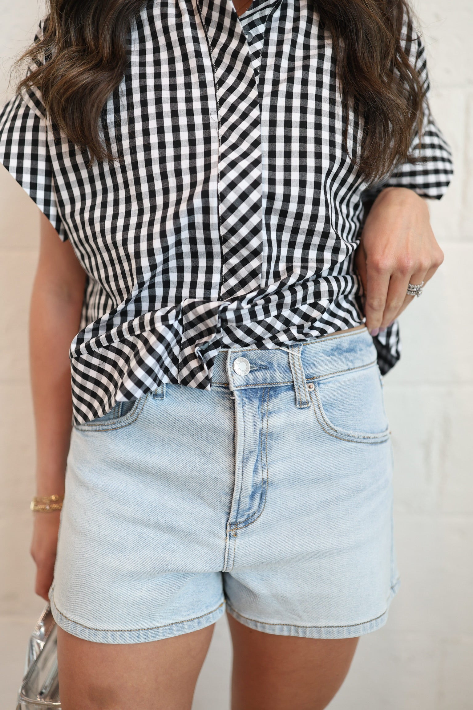Camilla High Rise A Line Denim Shorts