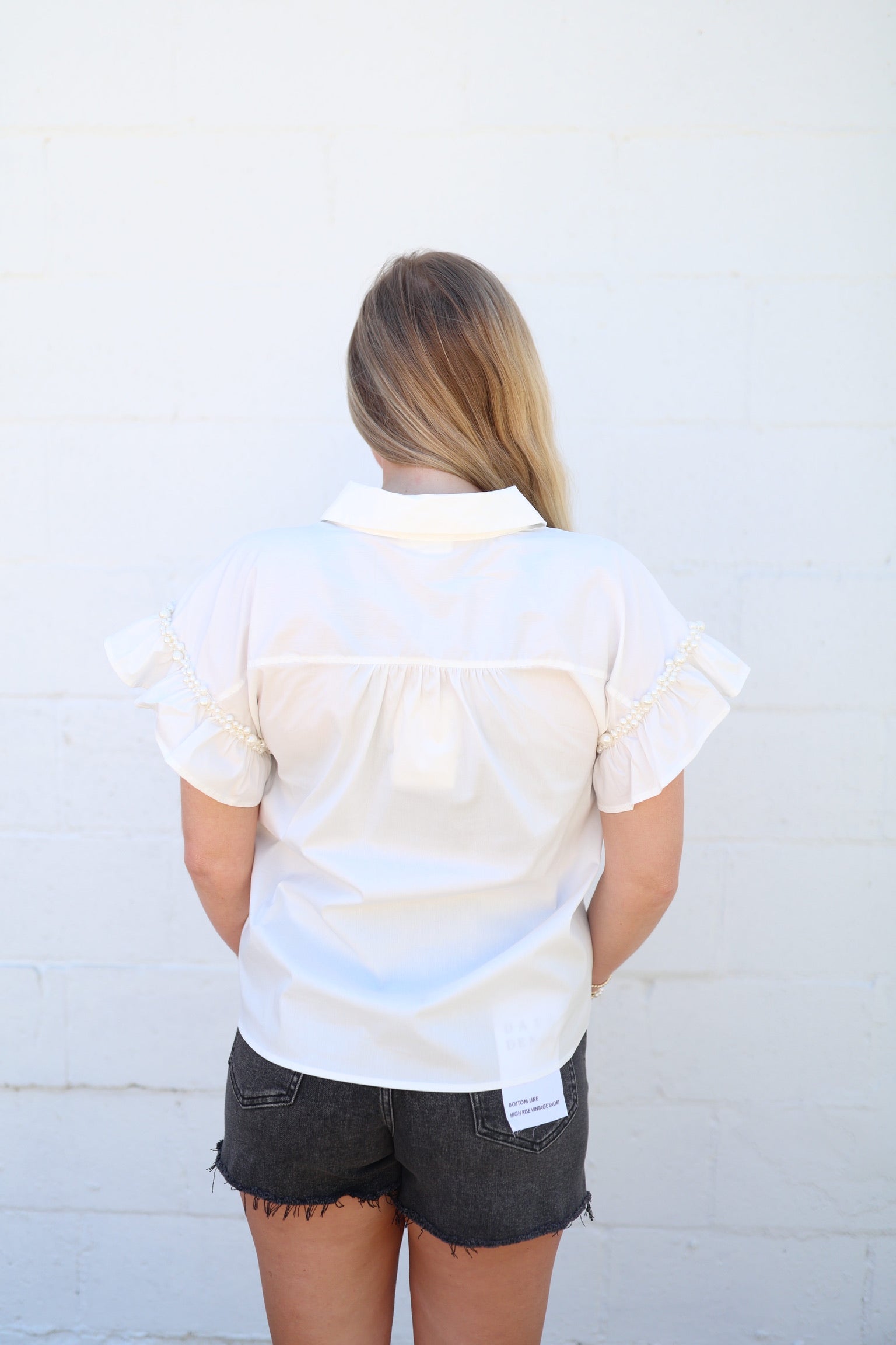 Pearl Ruffle Sleeve Blouse