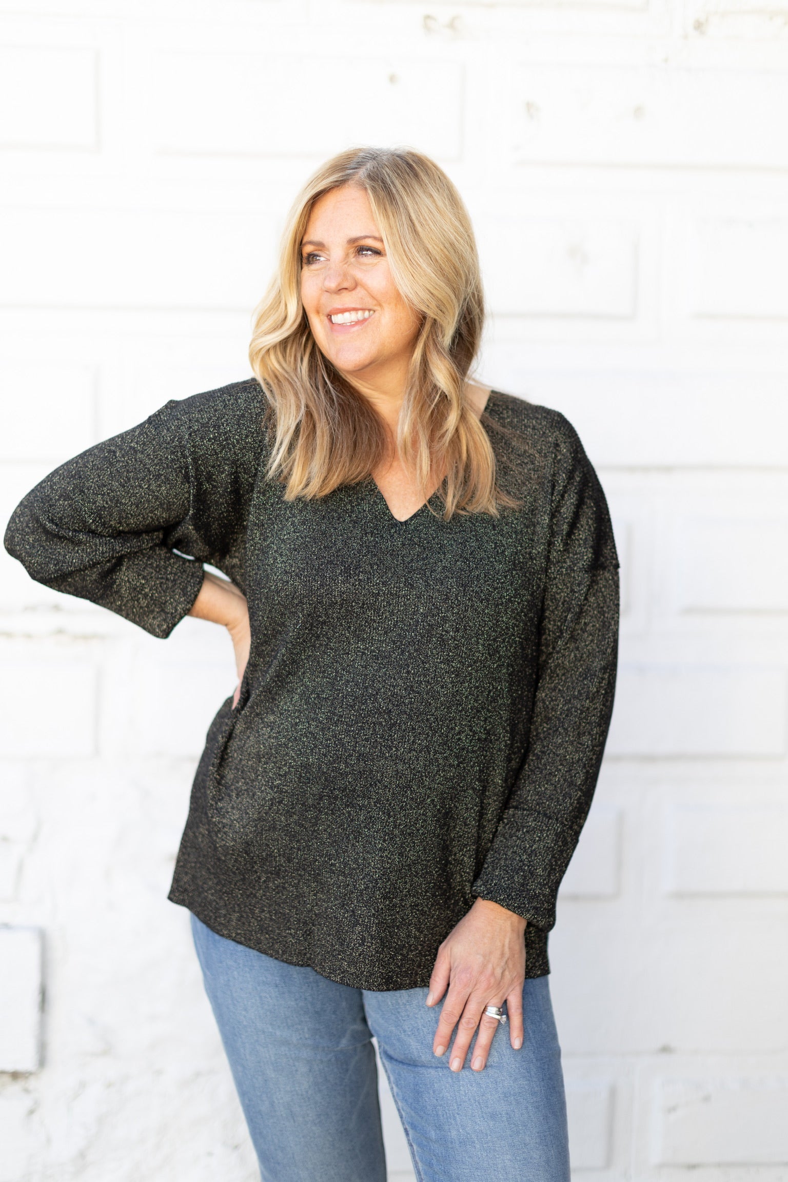 Goldie Sparkle V-Neck Sweater