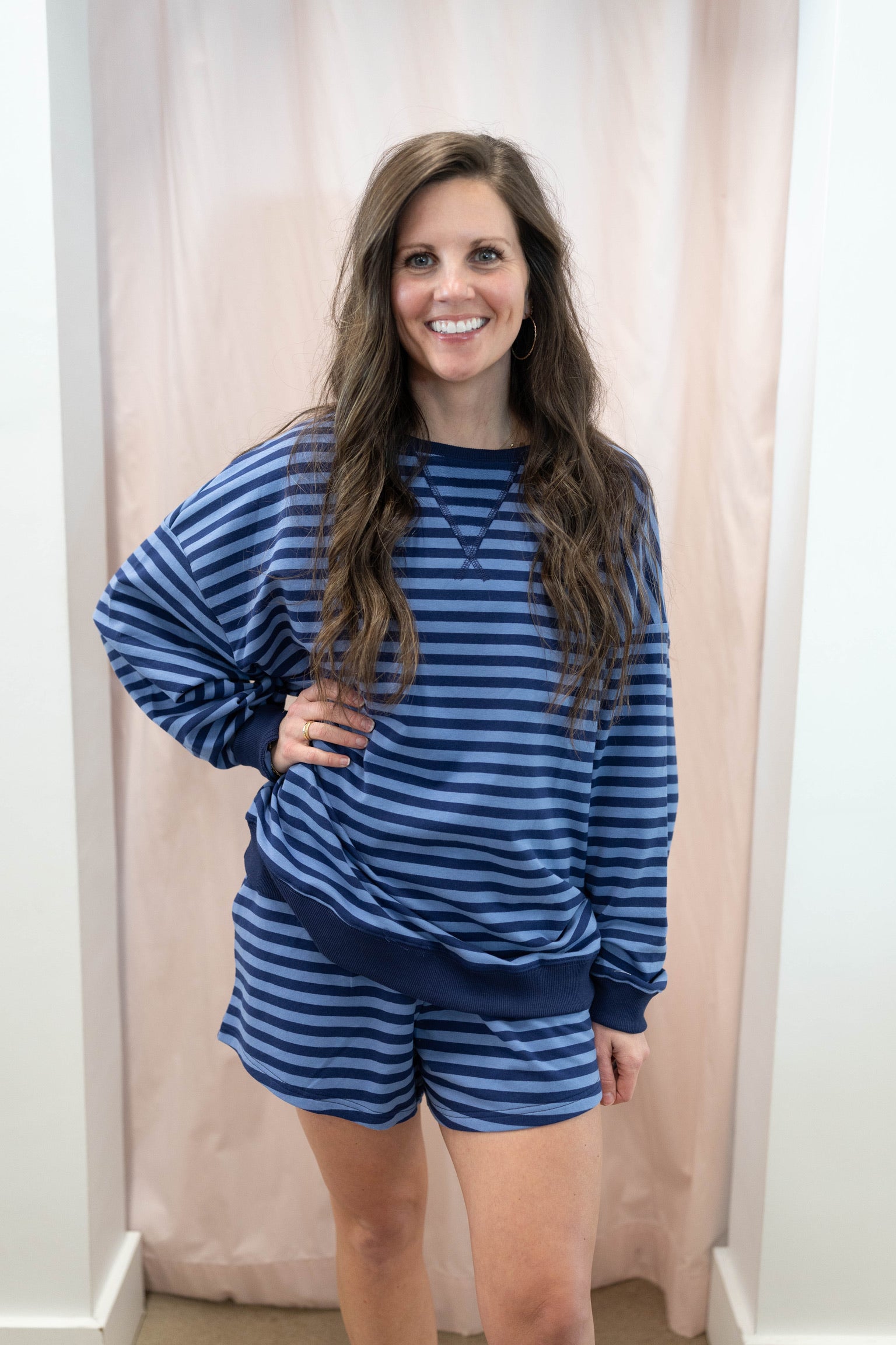 Blue and Navy Stripe Sweatshirt