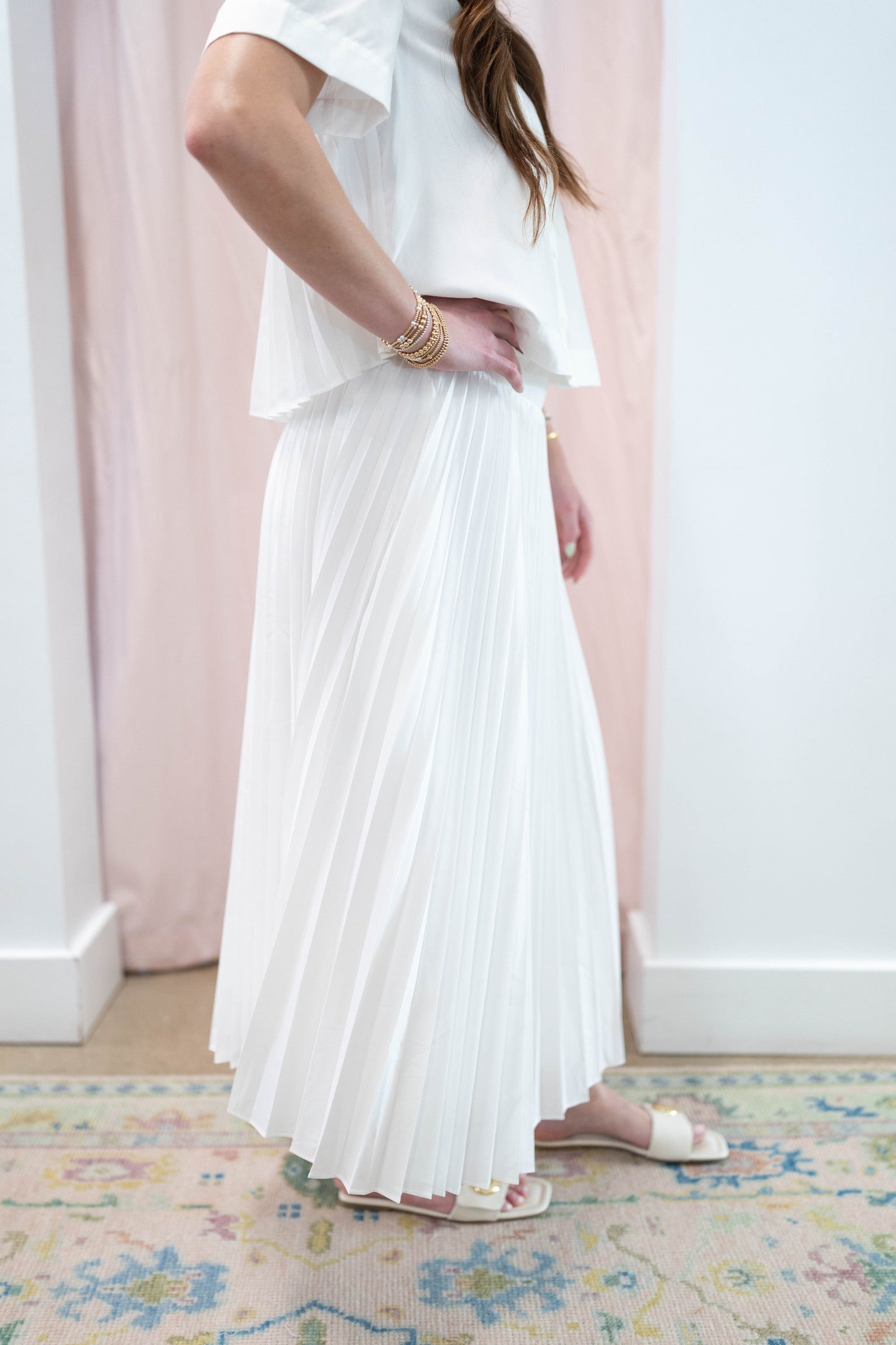 White Pleated Skirt