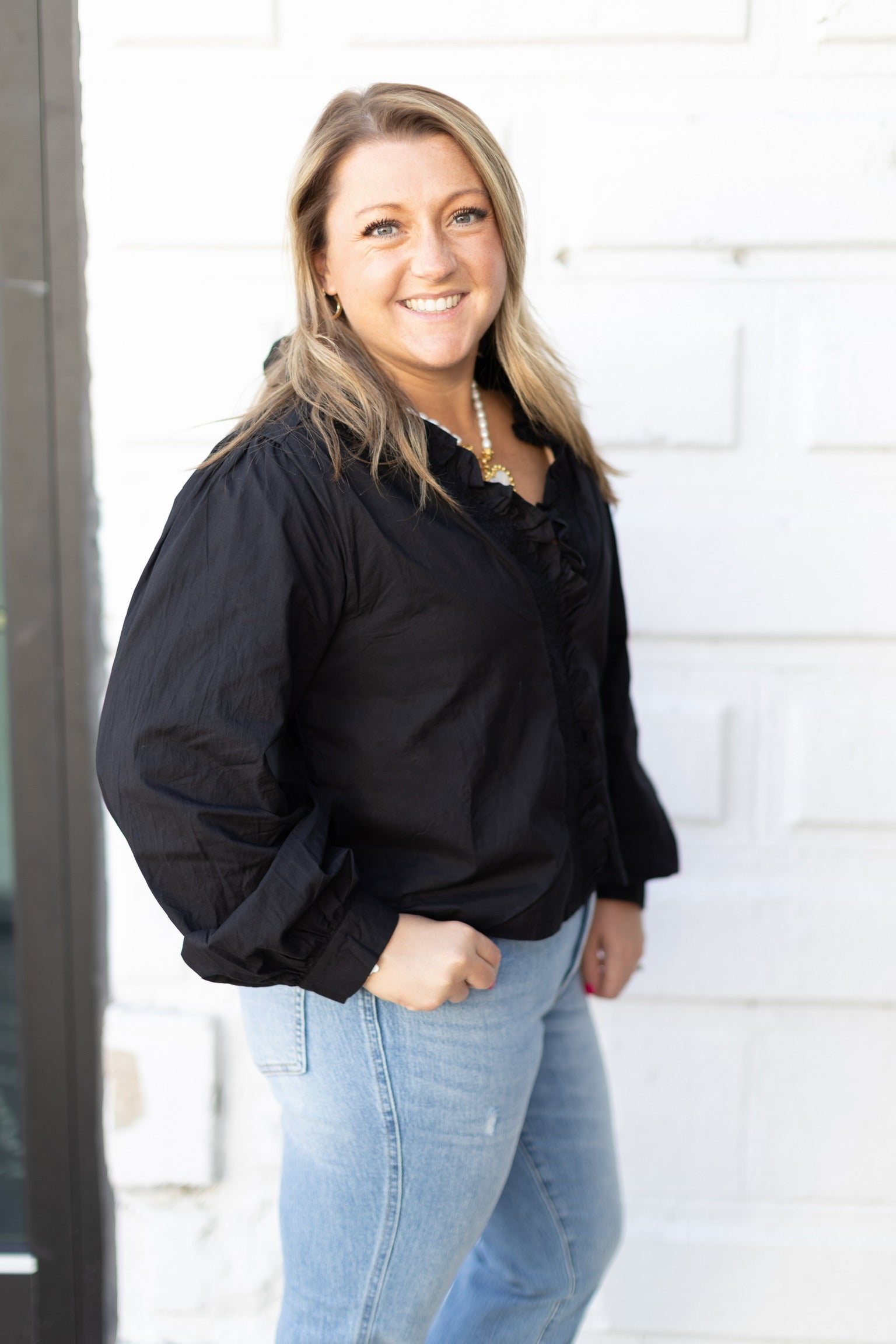 Black Ruffle Top