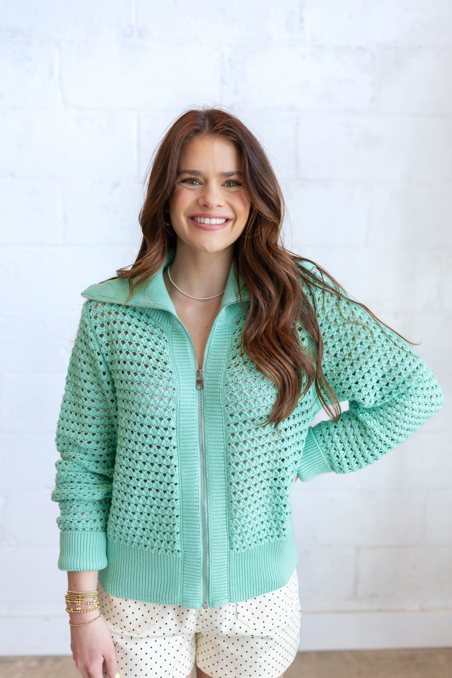 Green Eloise Full Zip Knit
