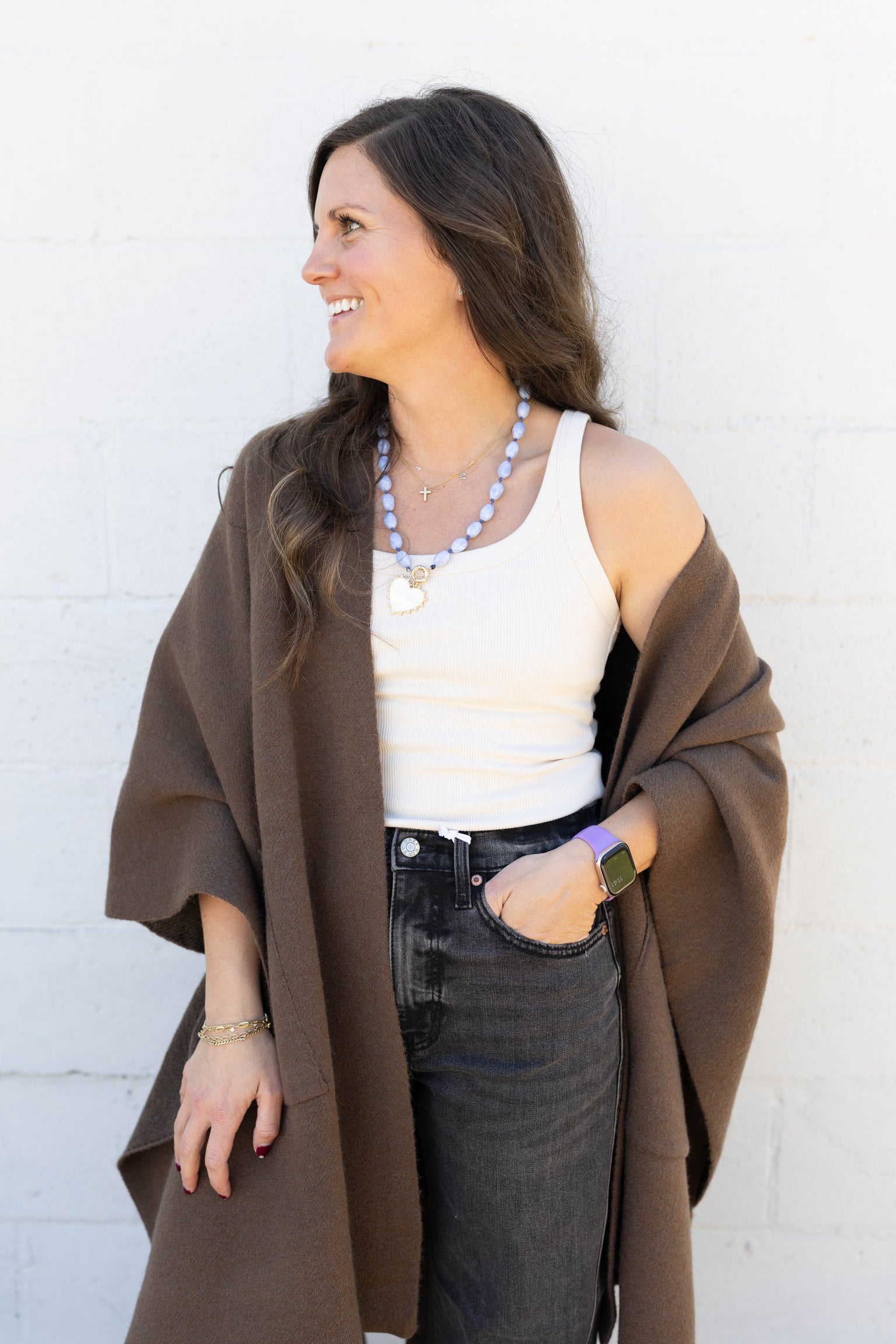 Taupe Long Knit Taupe Cape