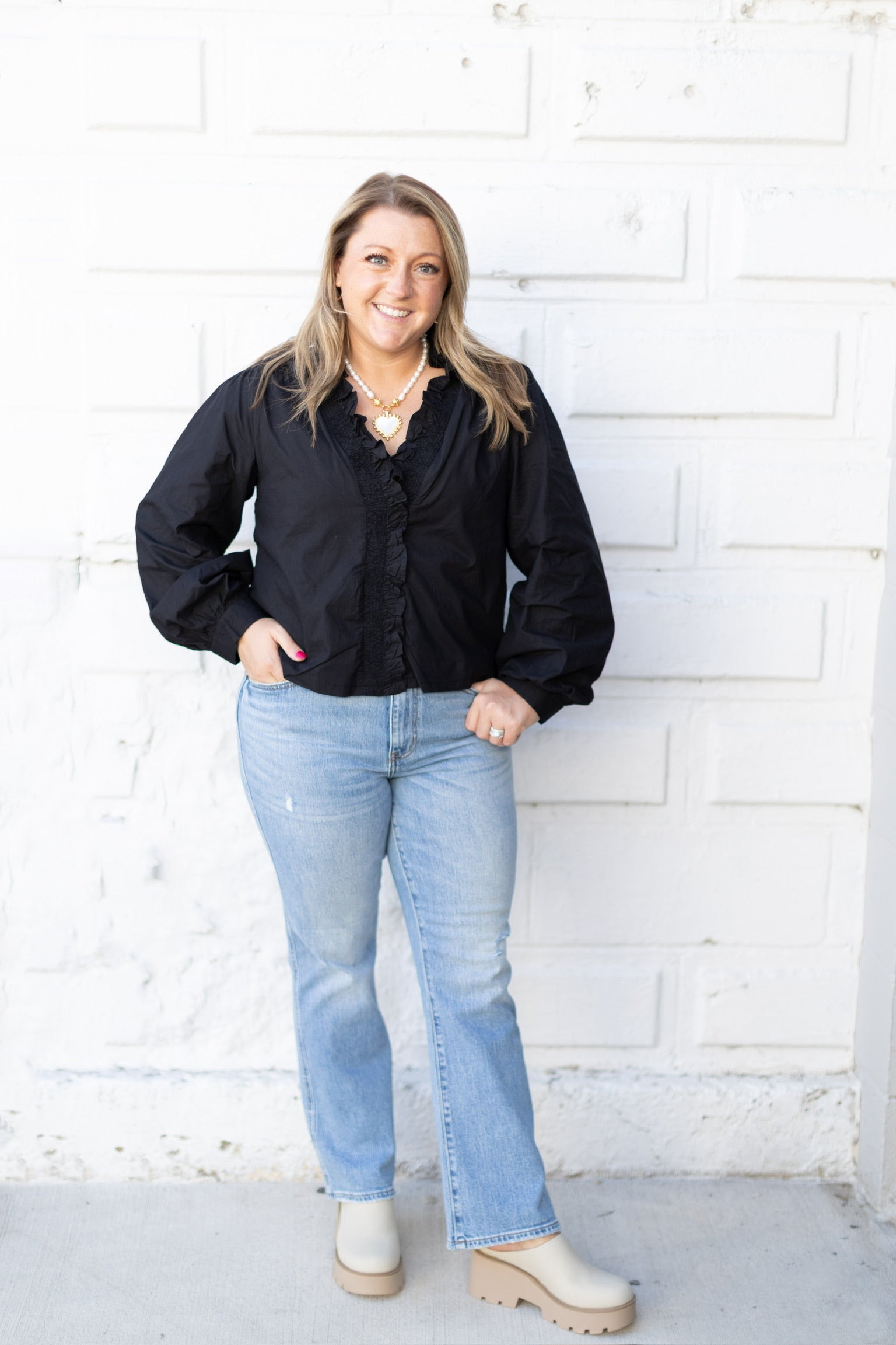 Black Ruffle Top