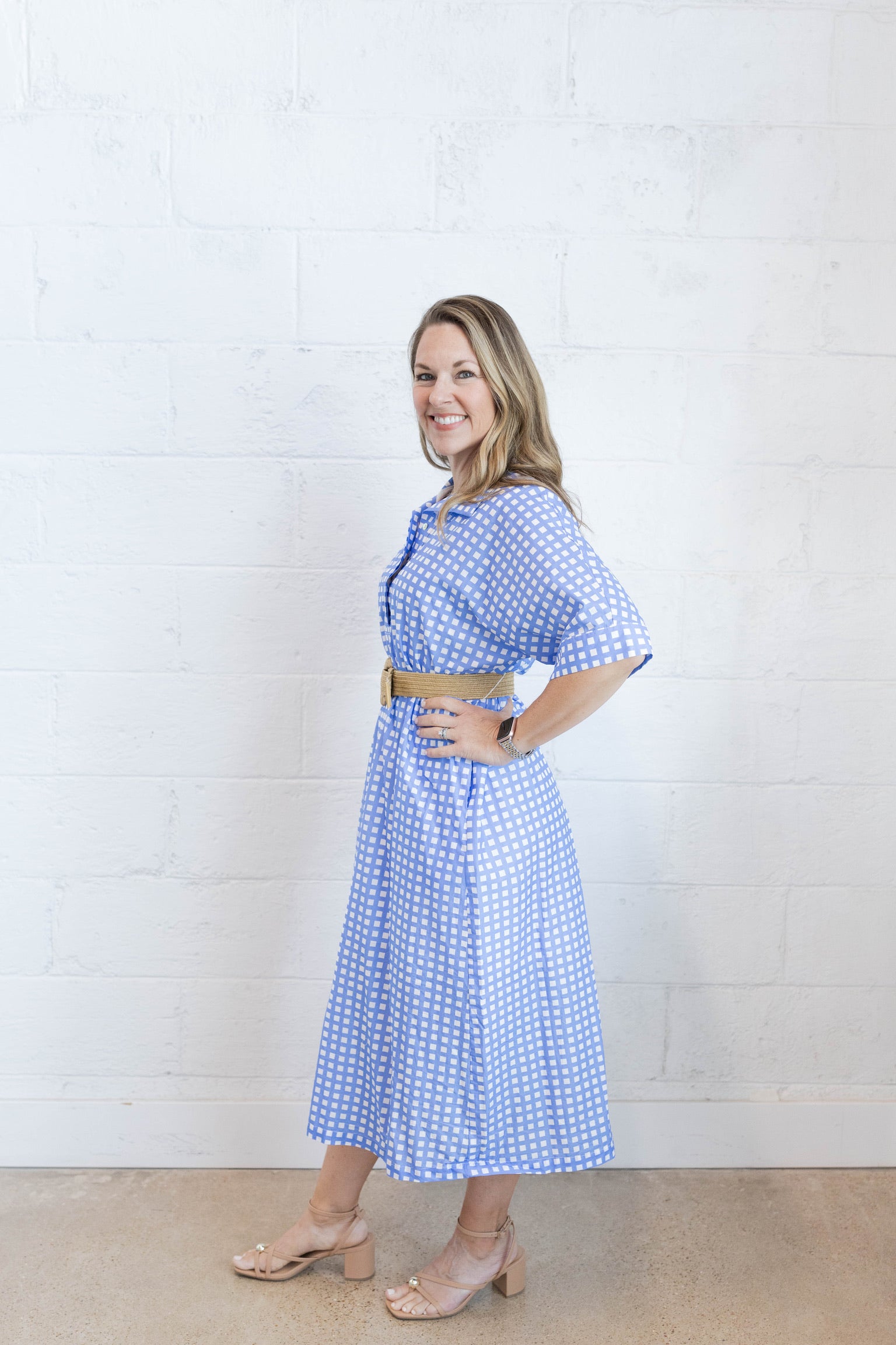 Sandy Plaid Midi Dress