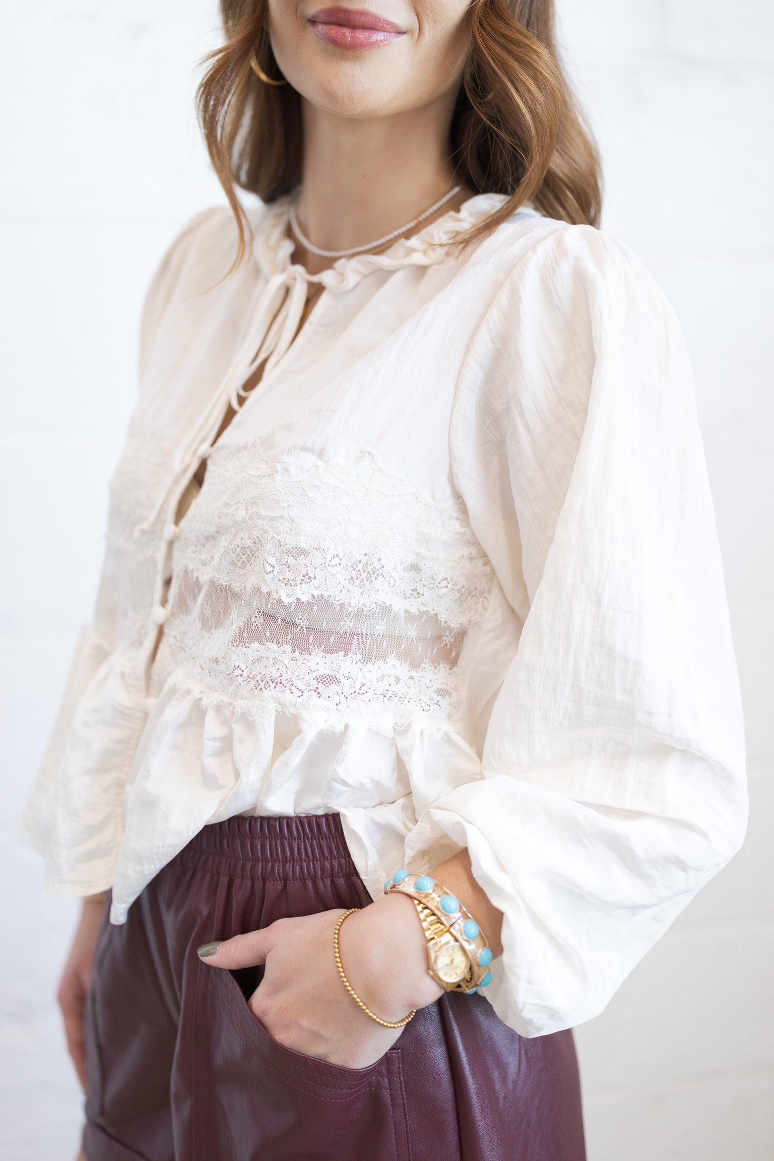 Perry Plum Leather Shorts