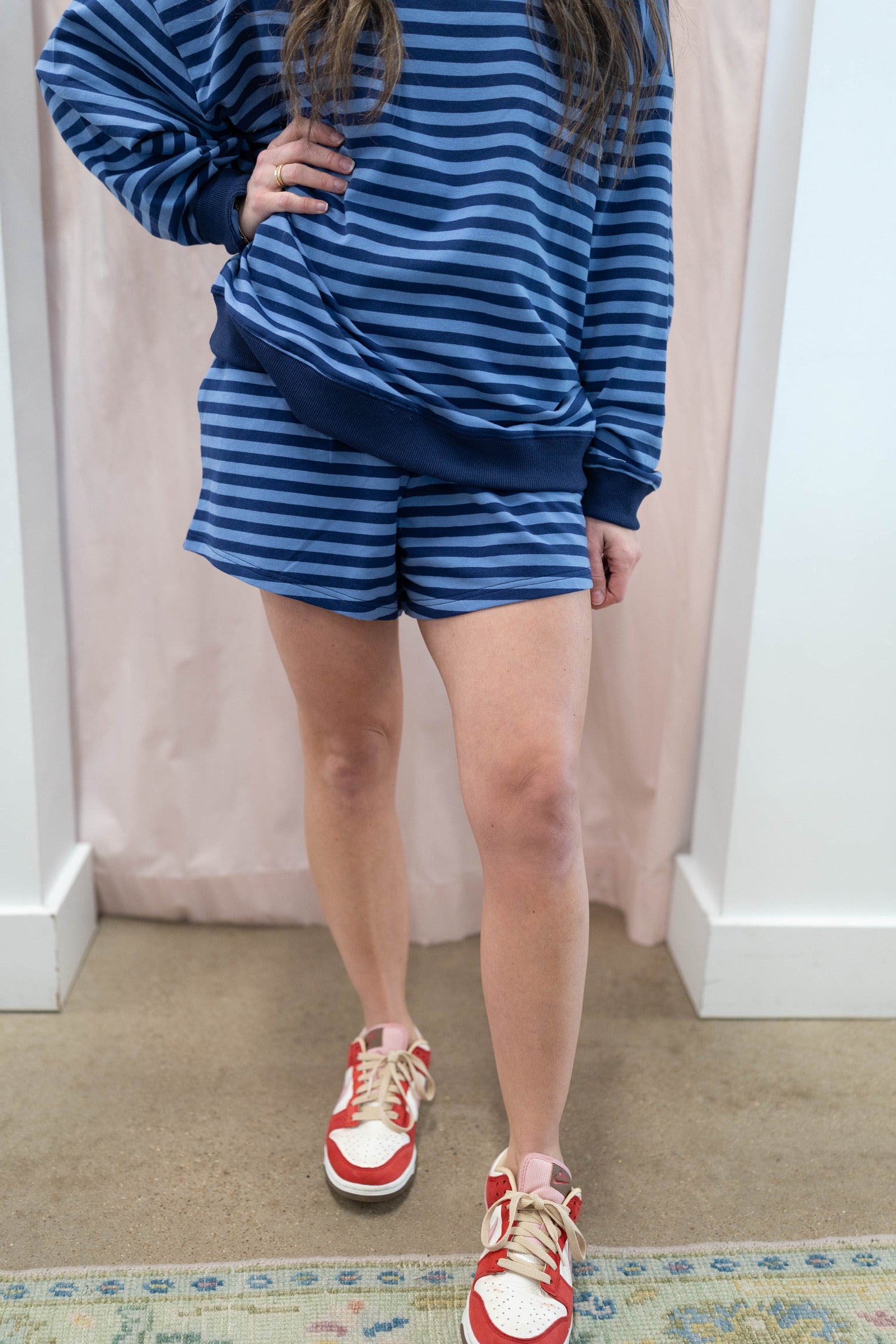 Blue and Navy Stripe Shorts