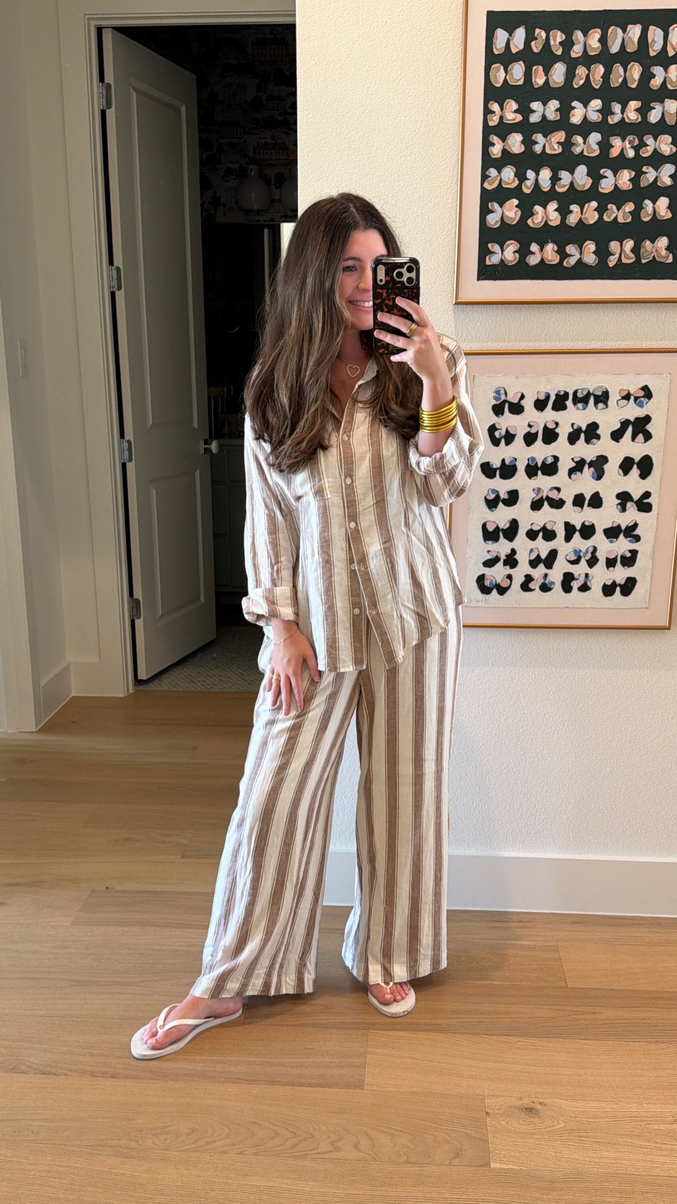 Light Toffee Striped Button Up