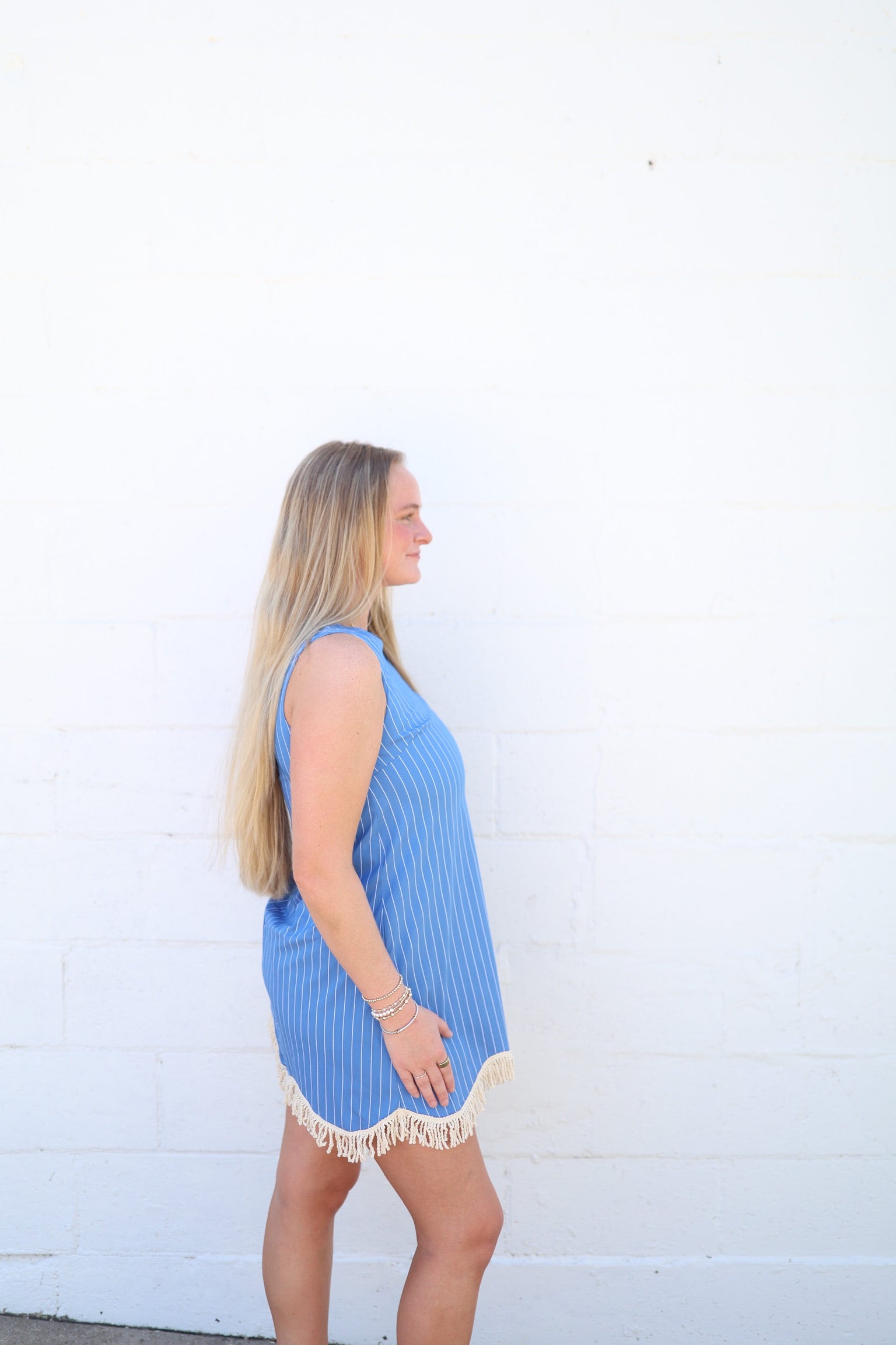 French Blue Fringe Dress