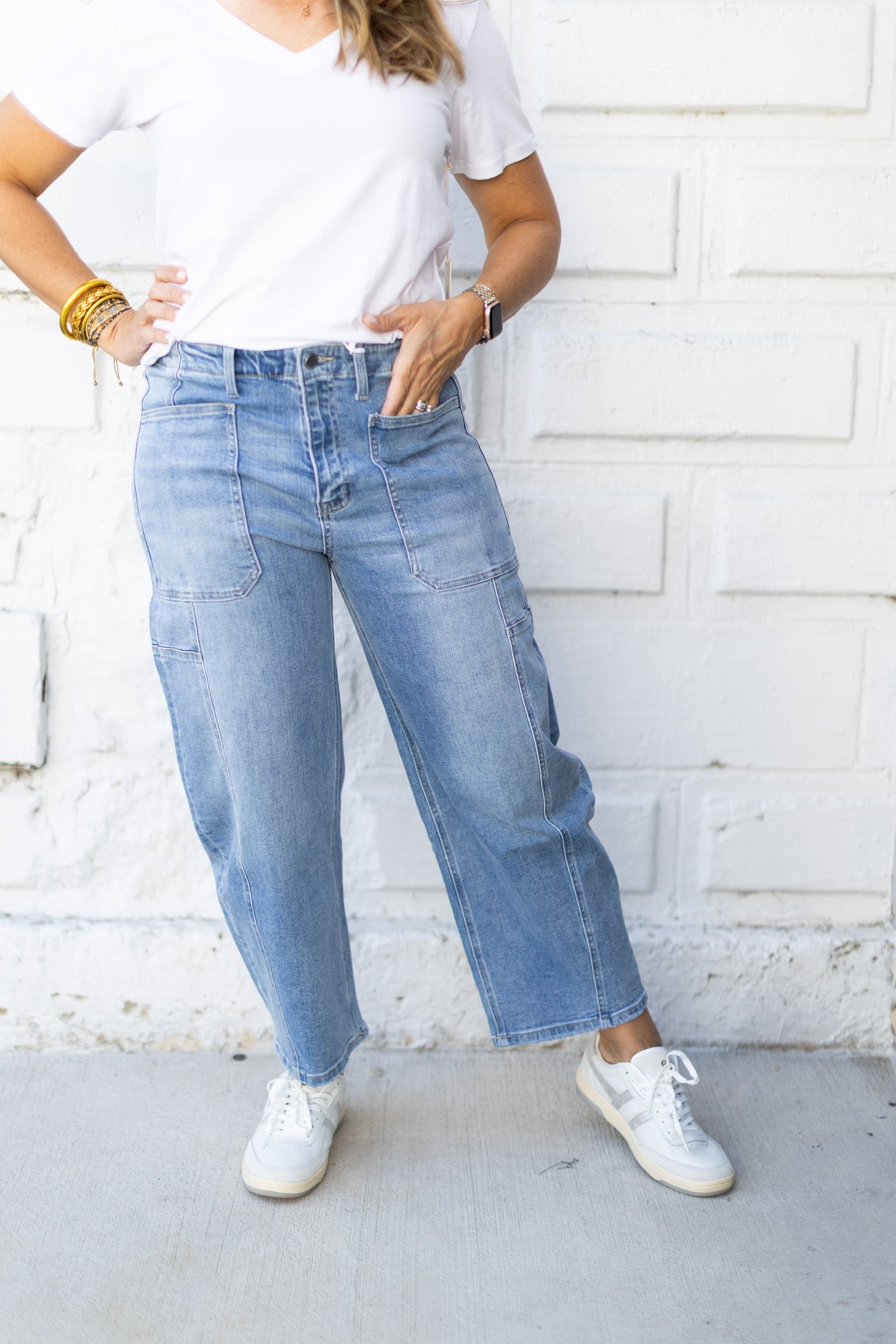 High Rise Crop Barrel Jeans