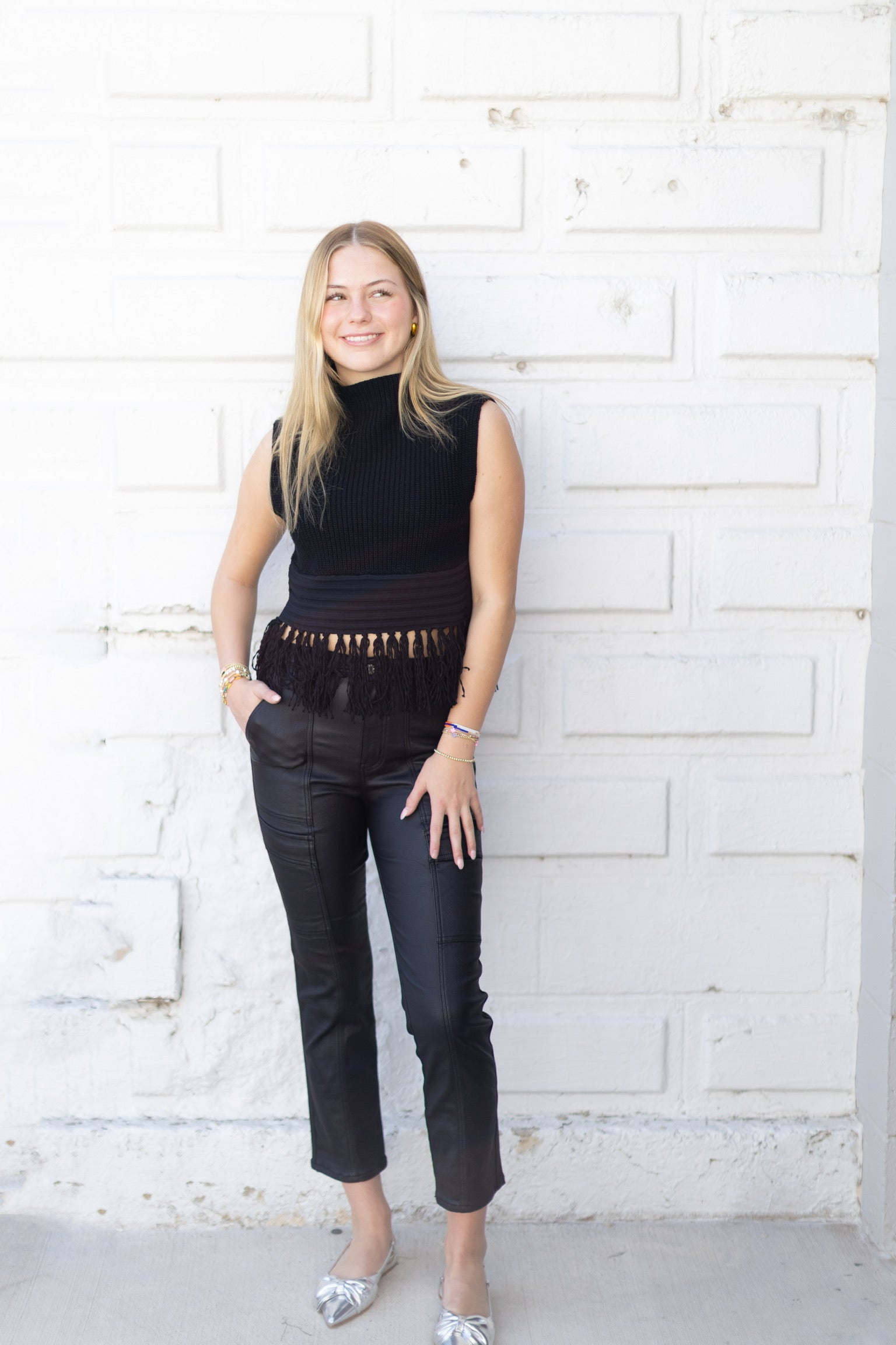 Black Fringe Sweater Vest