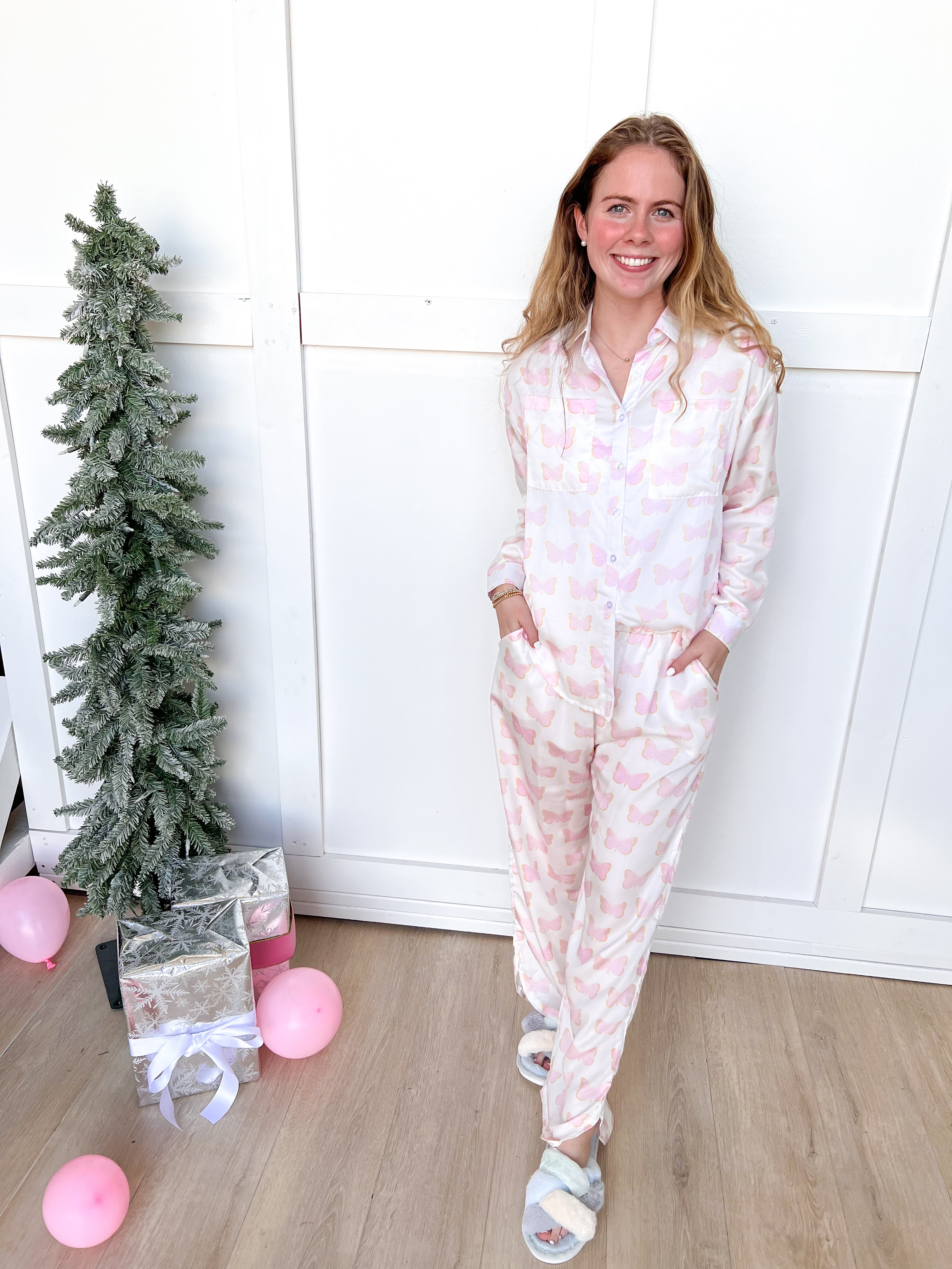 Pink Butterfly Pajama Set