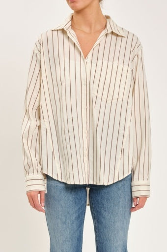 The Boyfriend Button Up, Chocolate Stripe