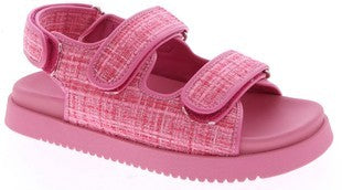 Poppy Pink Tweed Strappy Sandal