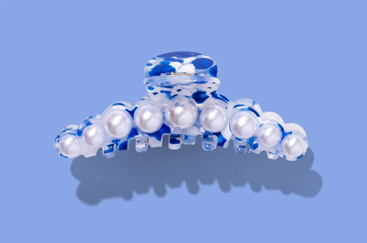 Blue + Pearl Claw Clip