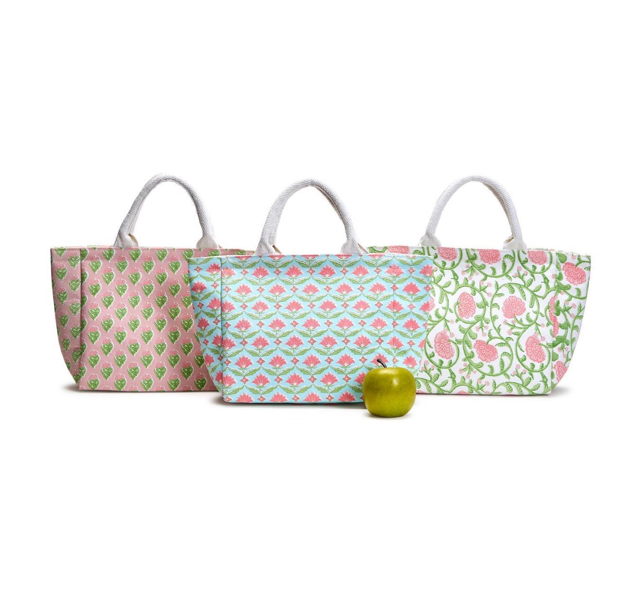 Floral Block Print Thermal Lunch Tote Bag