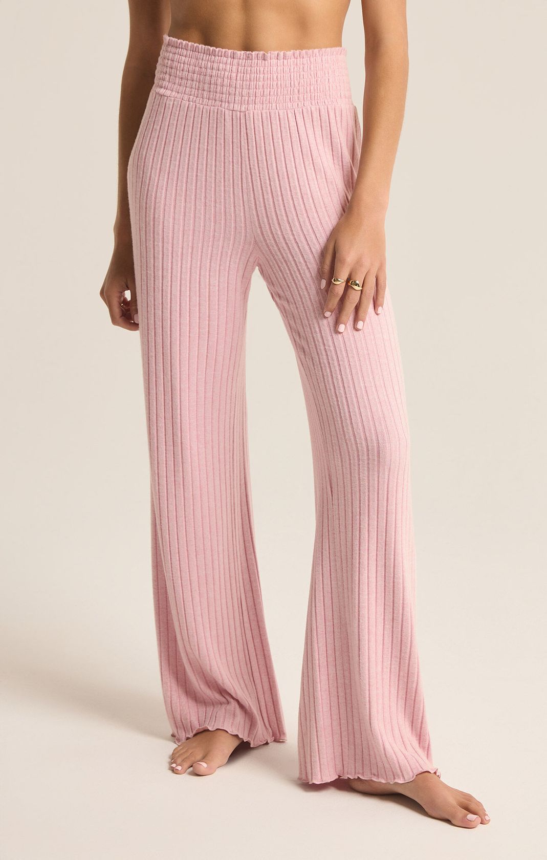 Dawn Mauve Smocked Rib Pant