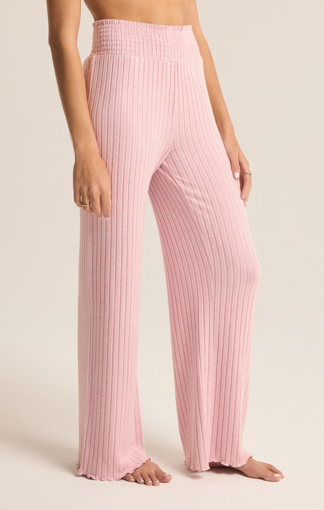 Dawn Mauve Smocked Rib Pant