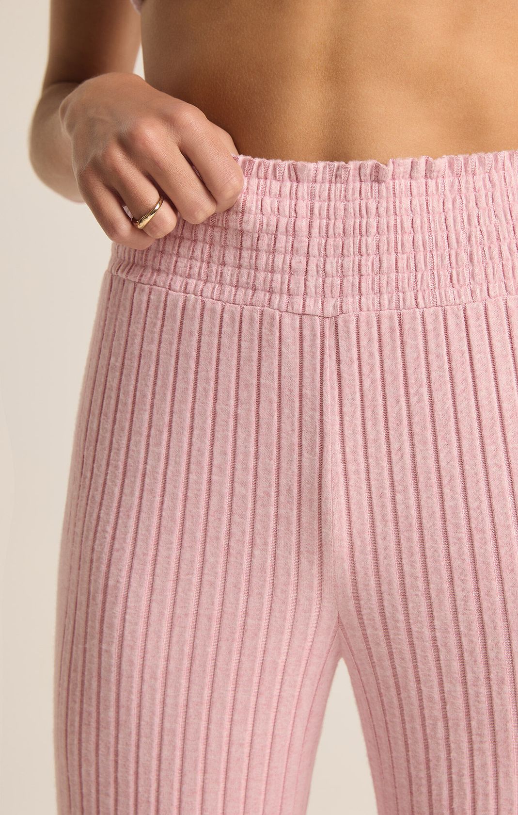 Dawn Mauve Smocked Rib Pant