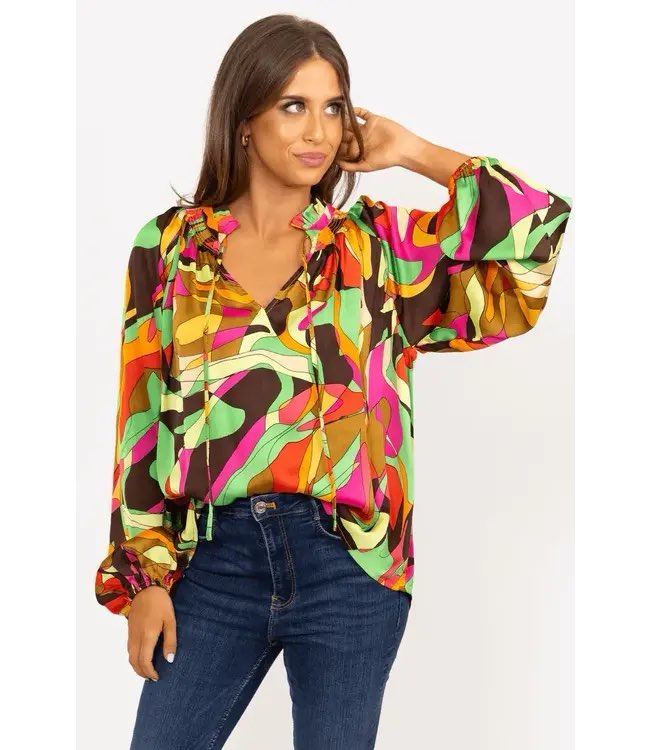 Karlie Abstract Satin Top