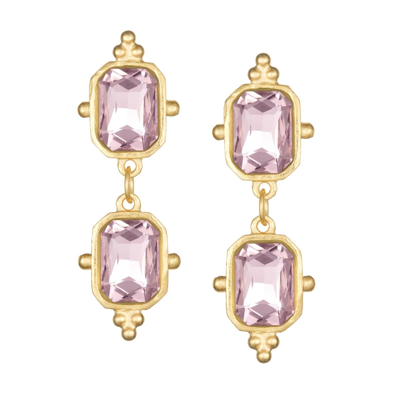 Double Rectangle Crystal Drop Earrings