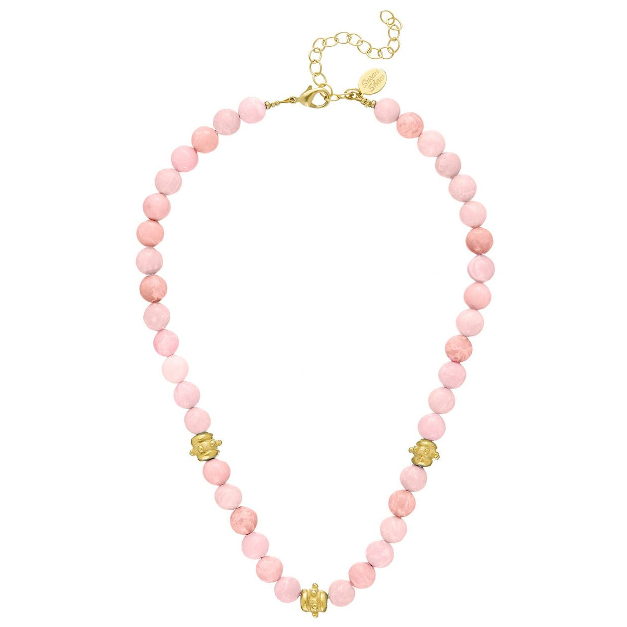 Pink Jade Bentley Beads Necklace