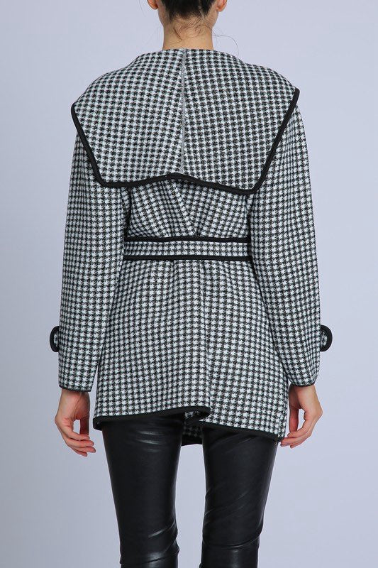 Houndstooth Tie Sweater Jacket