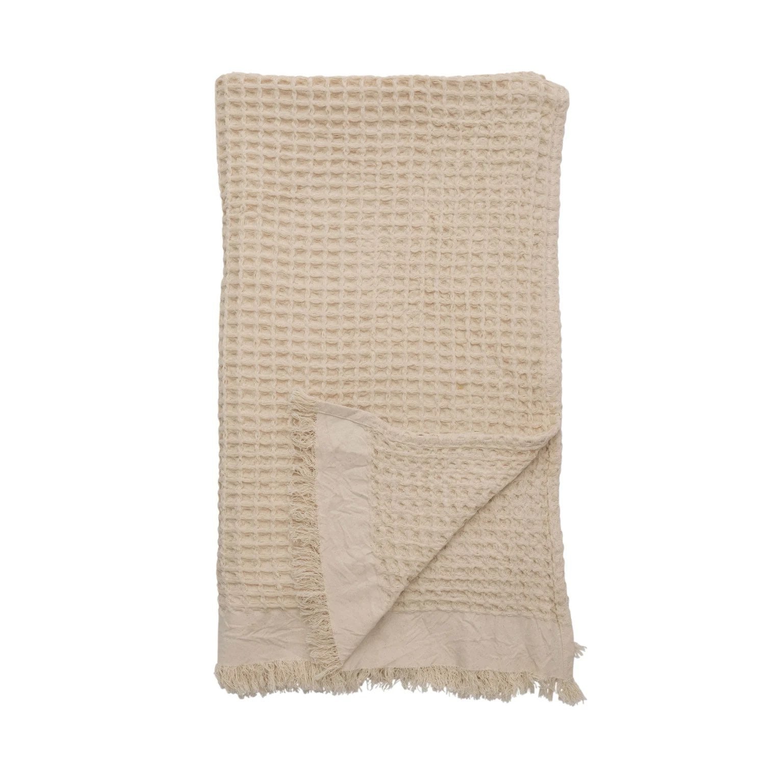 Cotton Waffle Throw w/ Fringe