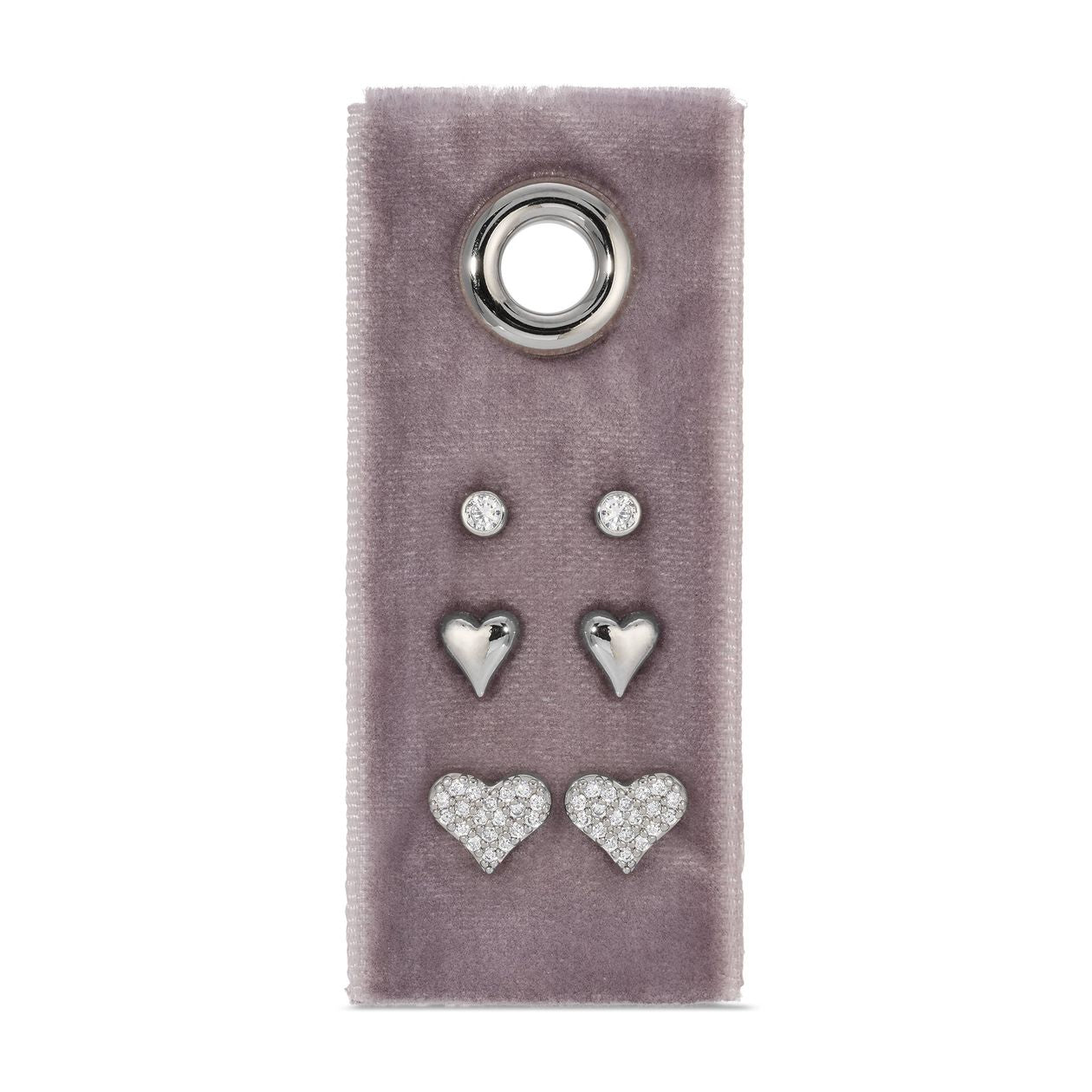 Silver Heart Velvet Stud