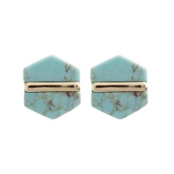 Turquoise Marble Hexagon Earrings