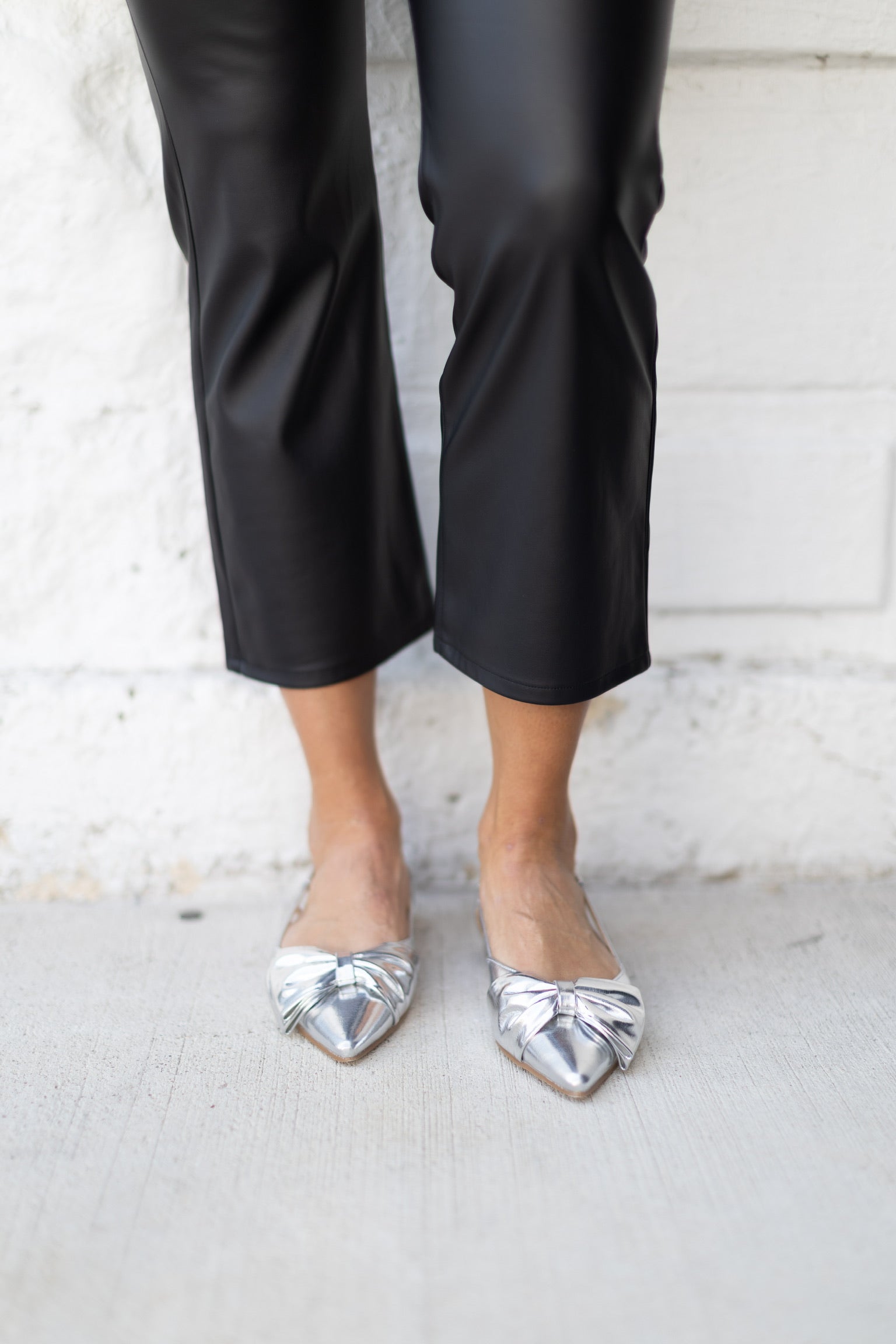 Harmony Bow Slingback Flats, Silver