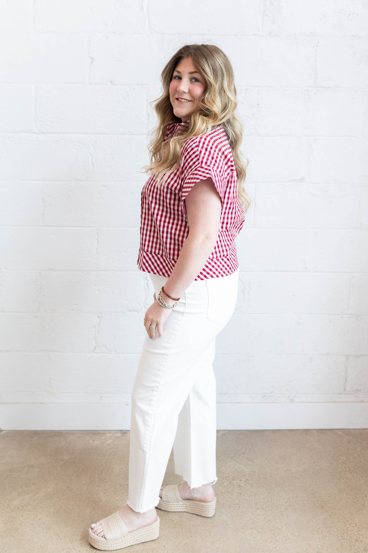 Ruby Red Gingham Top