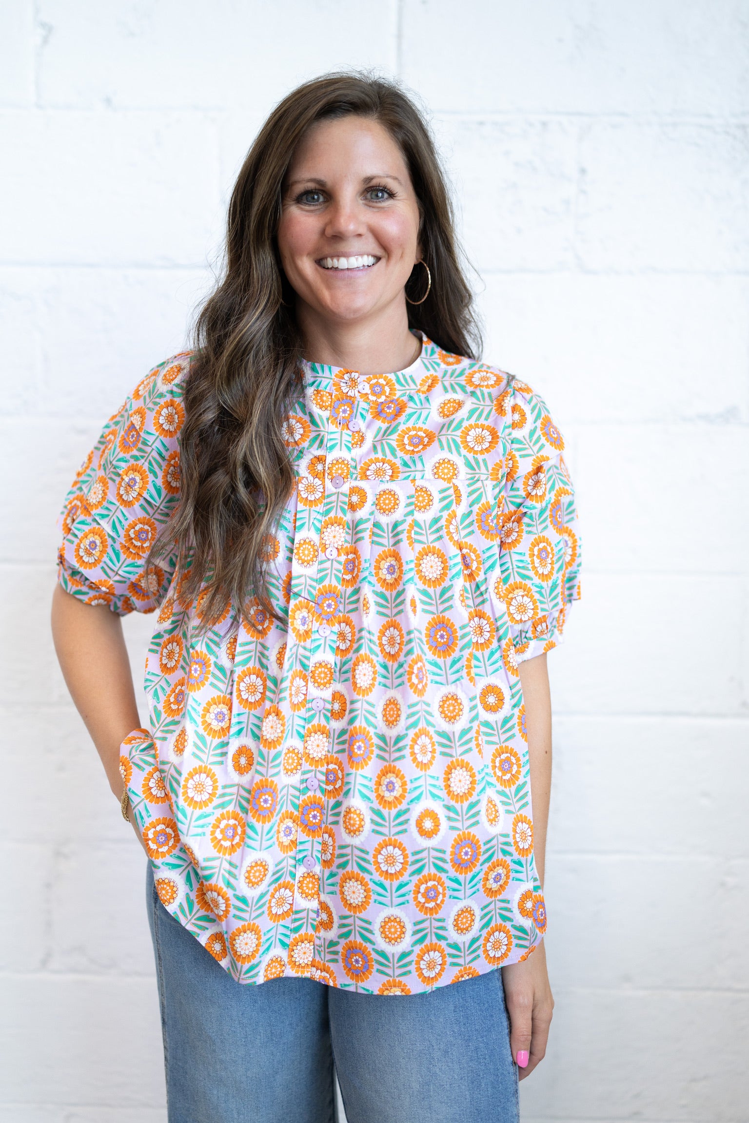 Vivey Floral Pleated Top