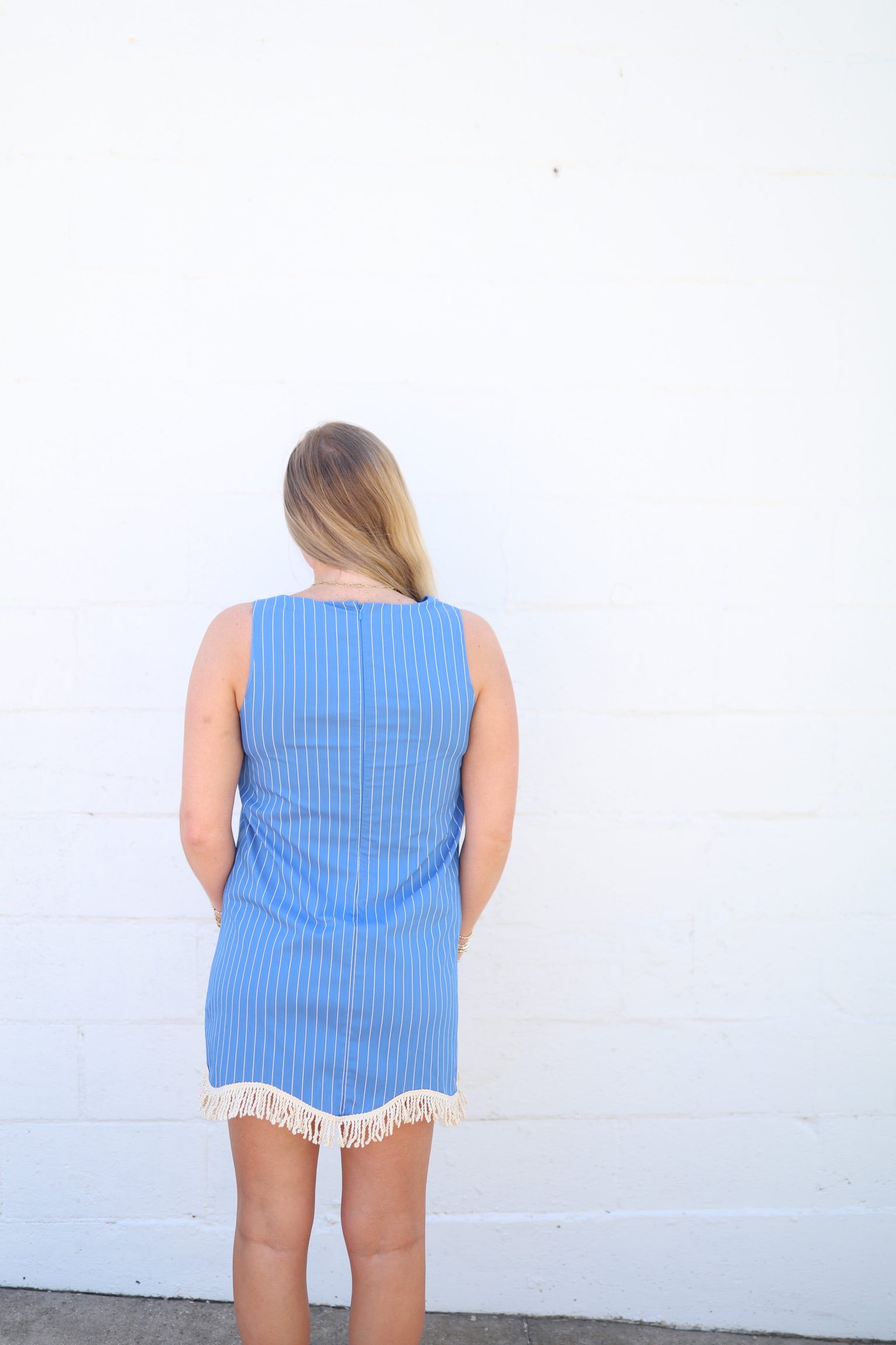 French Blue Fringe Dress