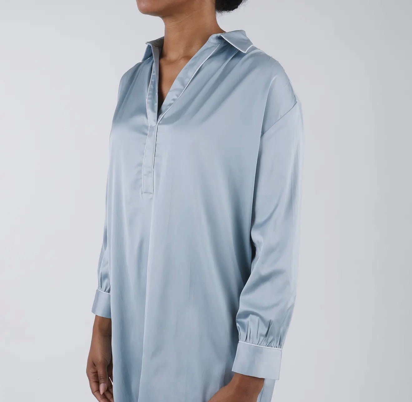 Blue Chloe Satin Nightshirt