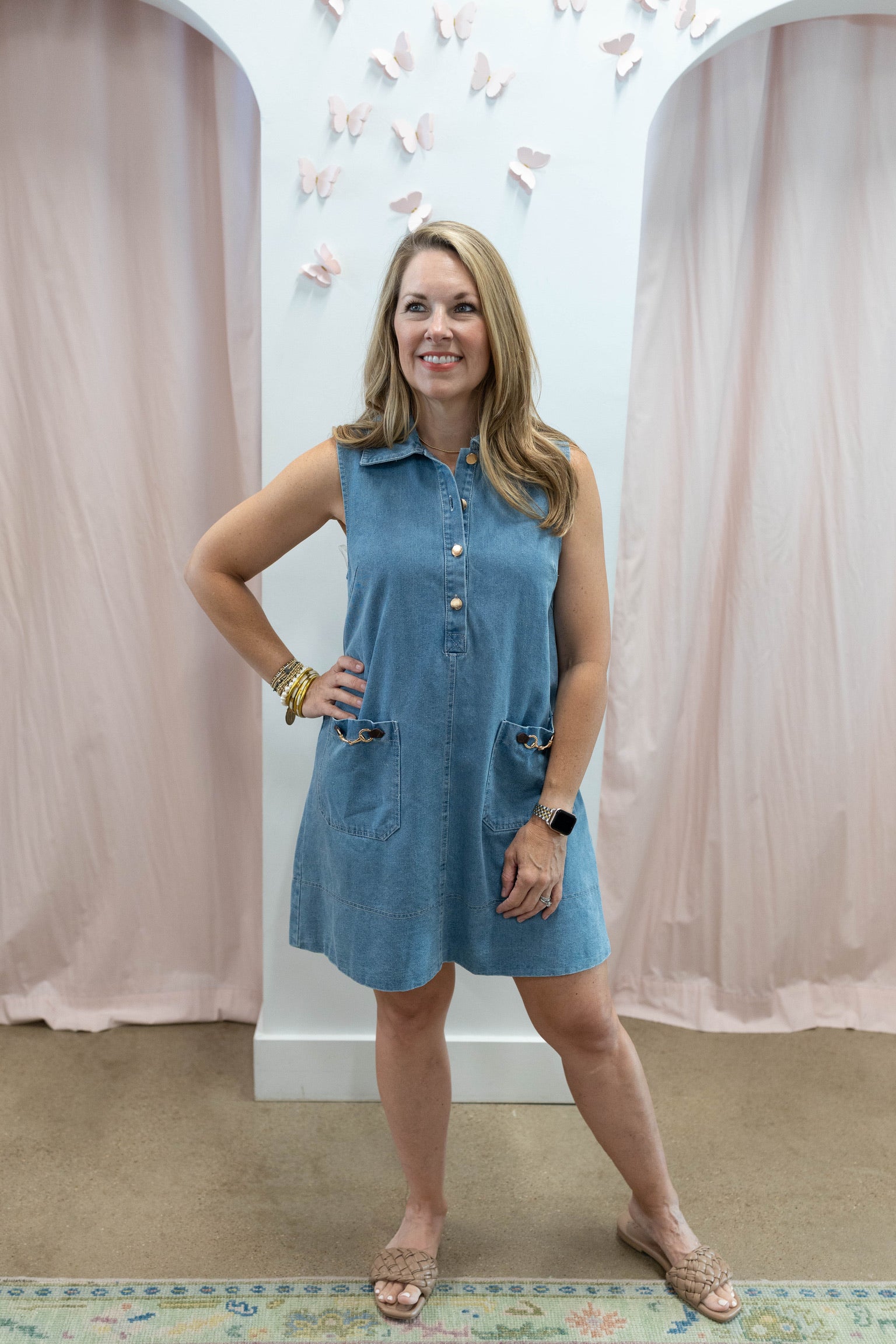 Denim Horsebit Mini Dress