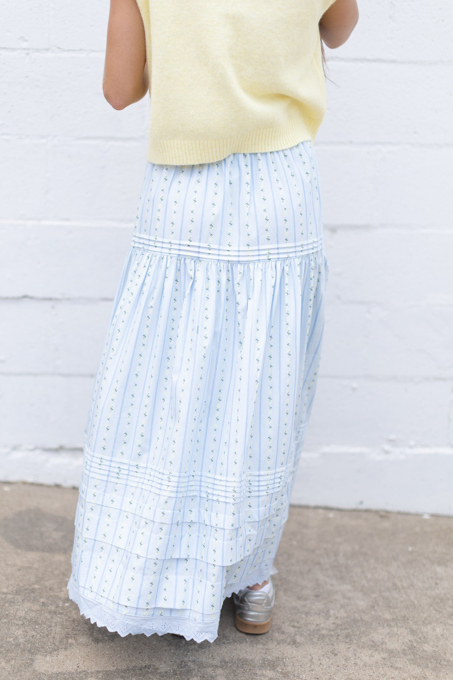Floral Stripe Maxi Skirt