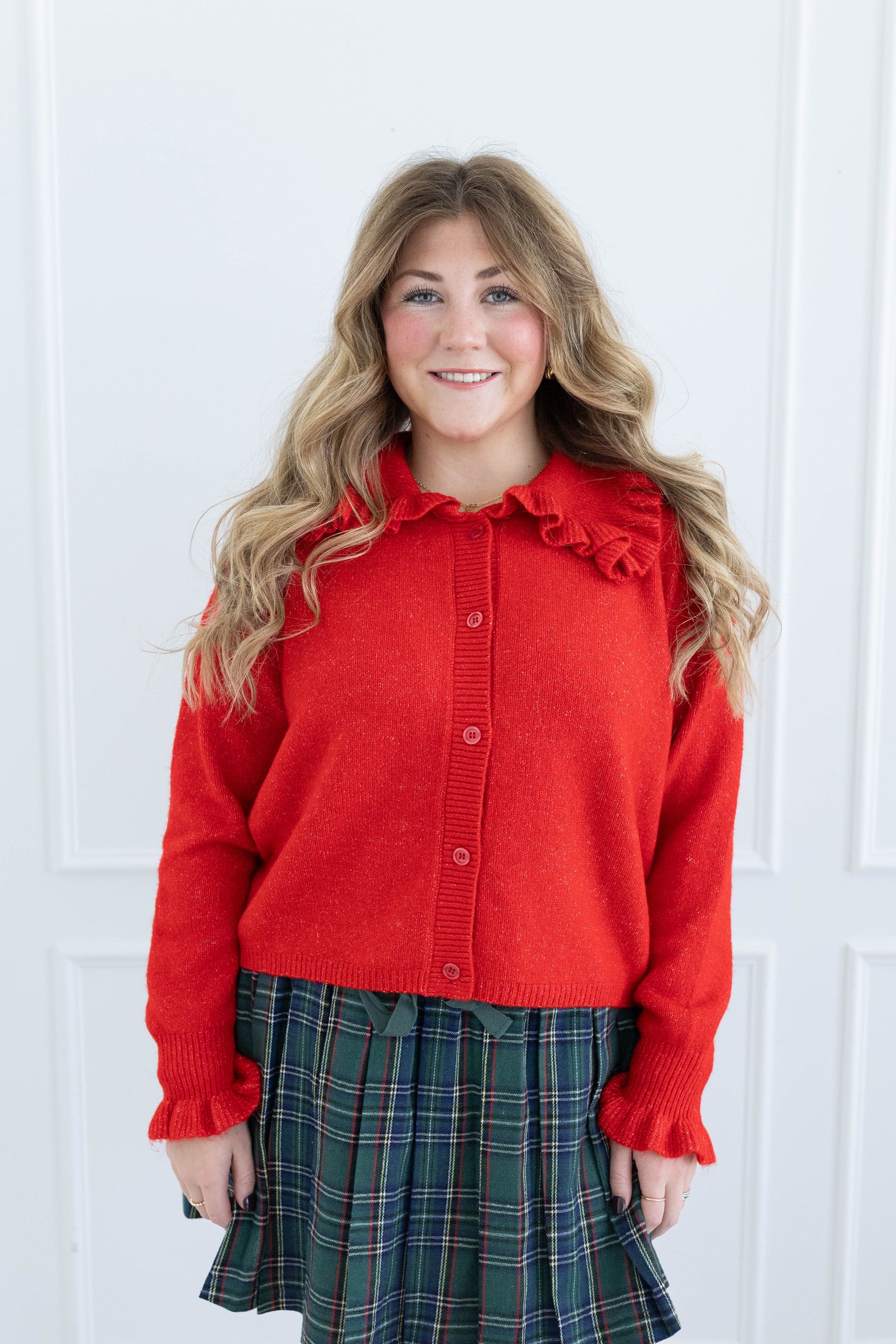 Red Christmas Ruffle Sweater