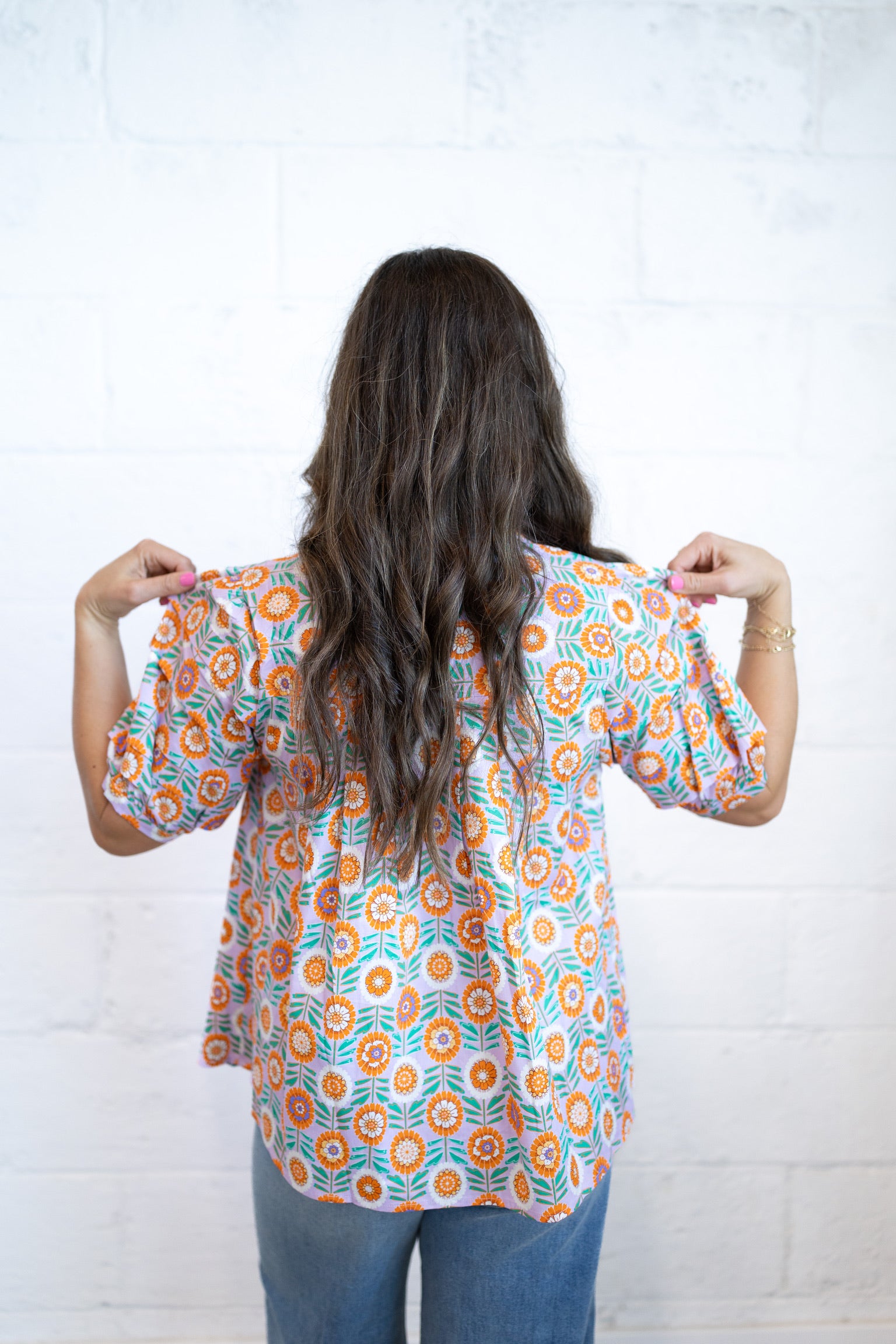 Vivey Floral Pleated Top