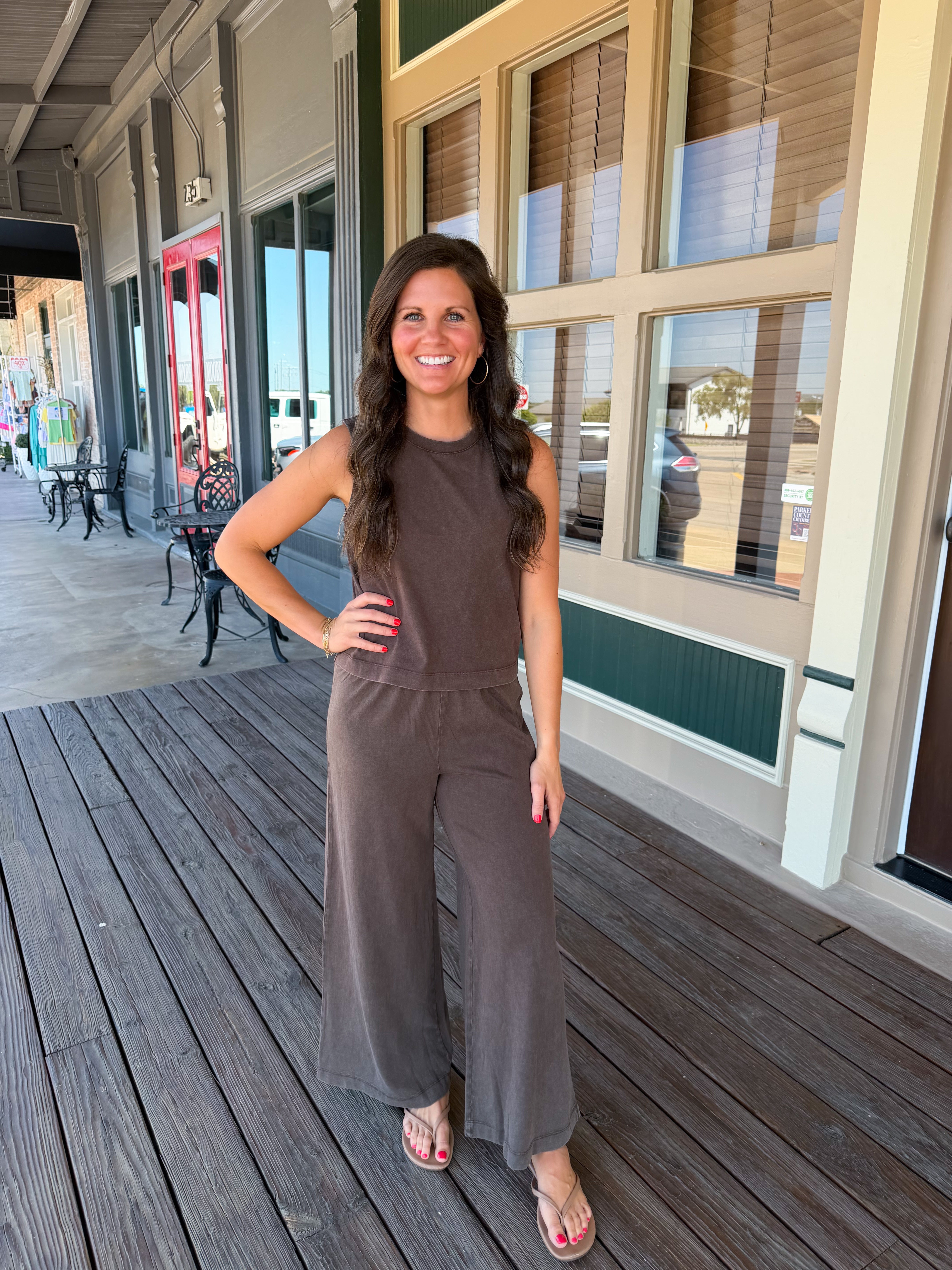 Dark Chocolate Scout Jersey Crop Flare Pant