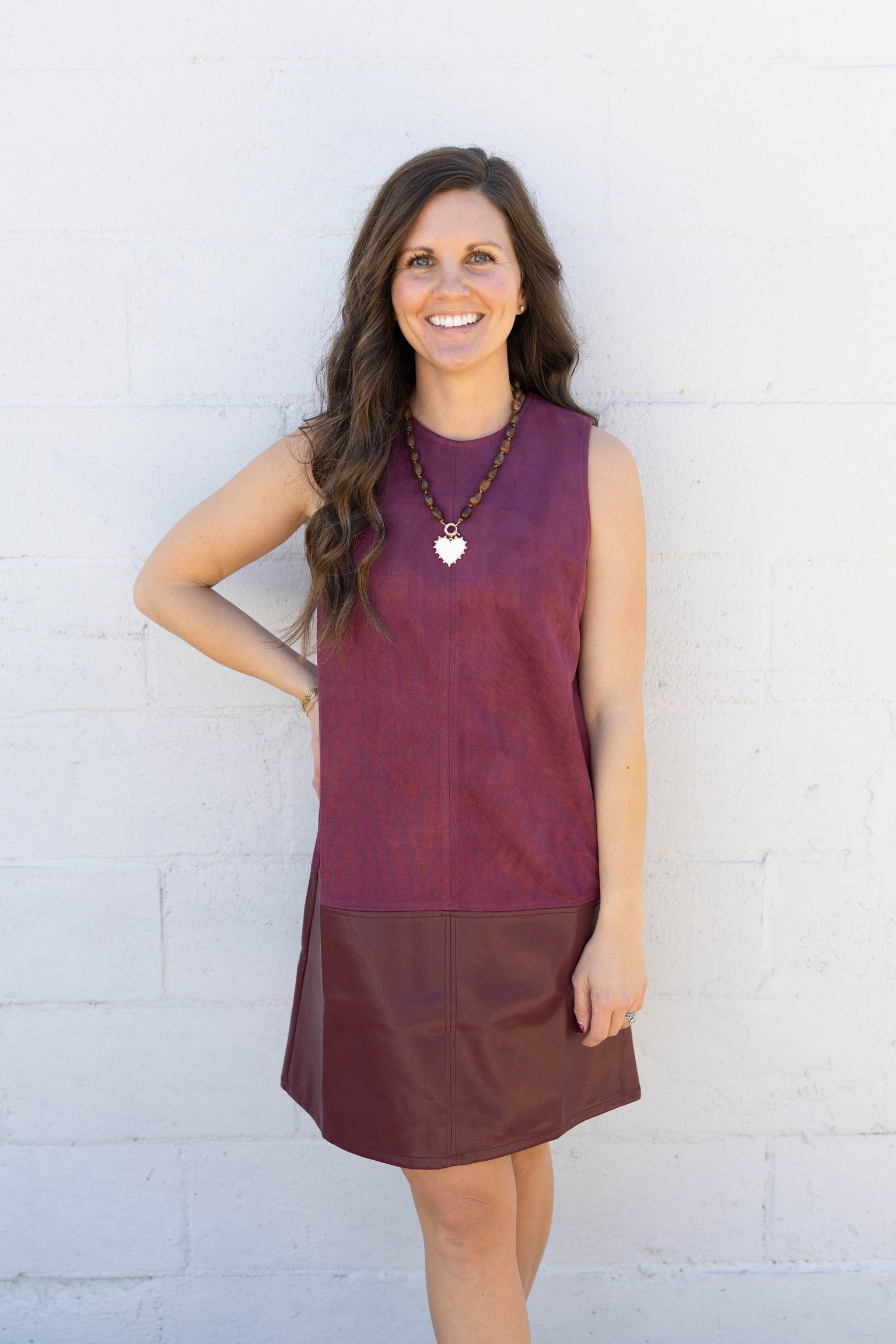 Taylor Wine Mixed Media Dress