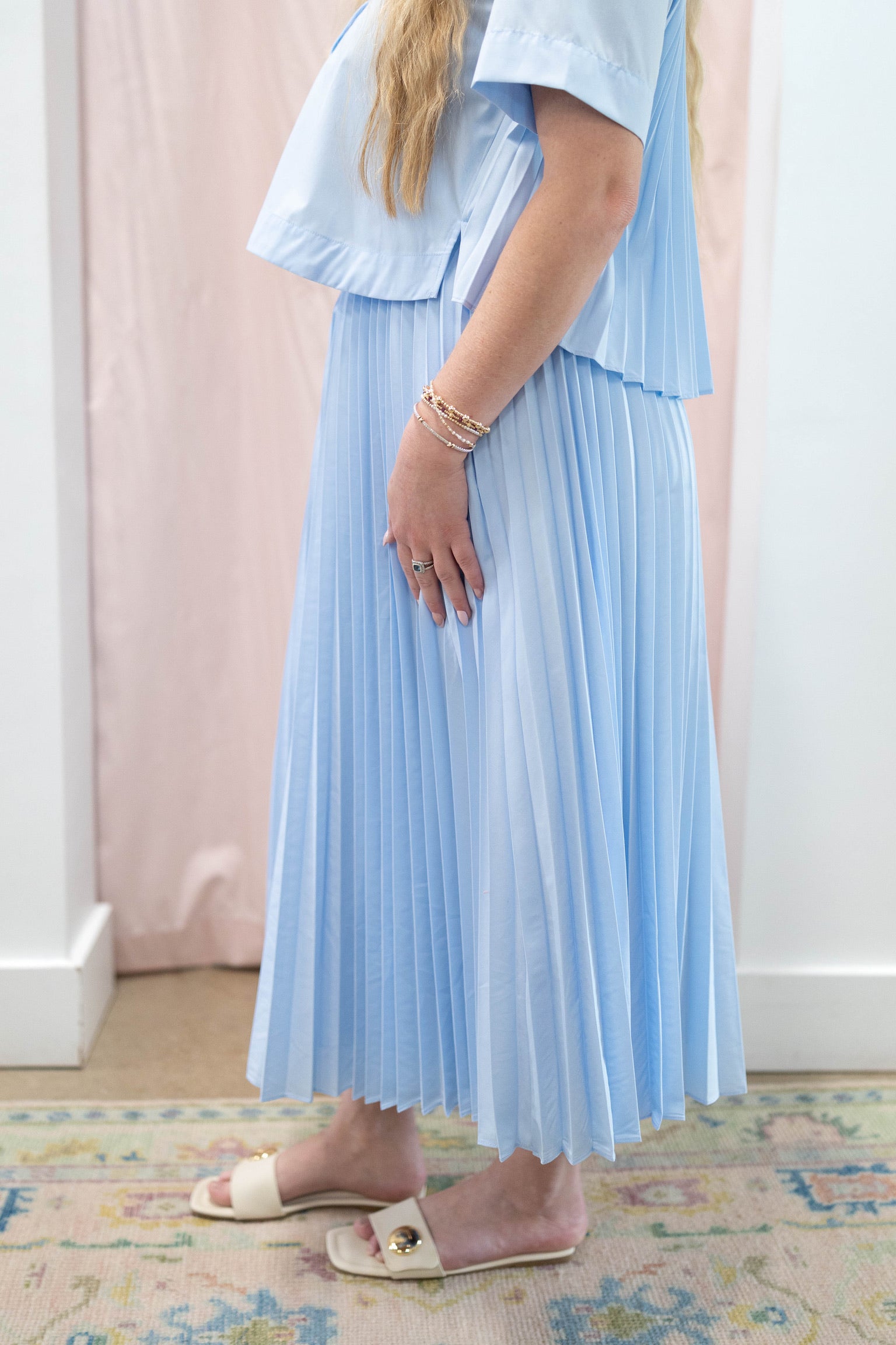 Baby Blue Pleated Skirt