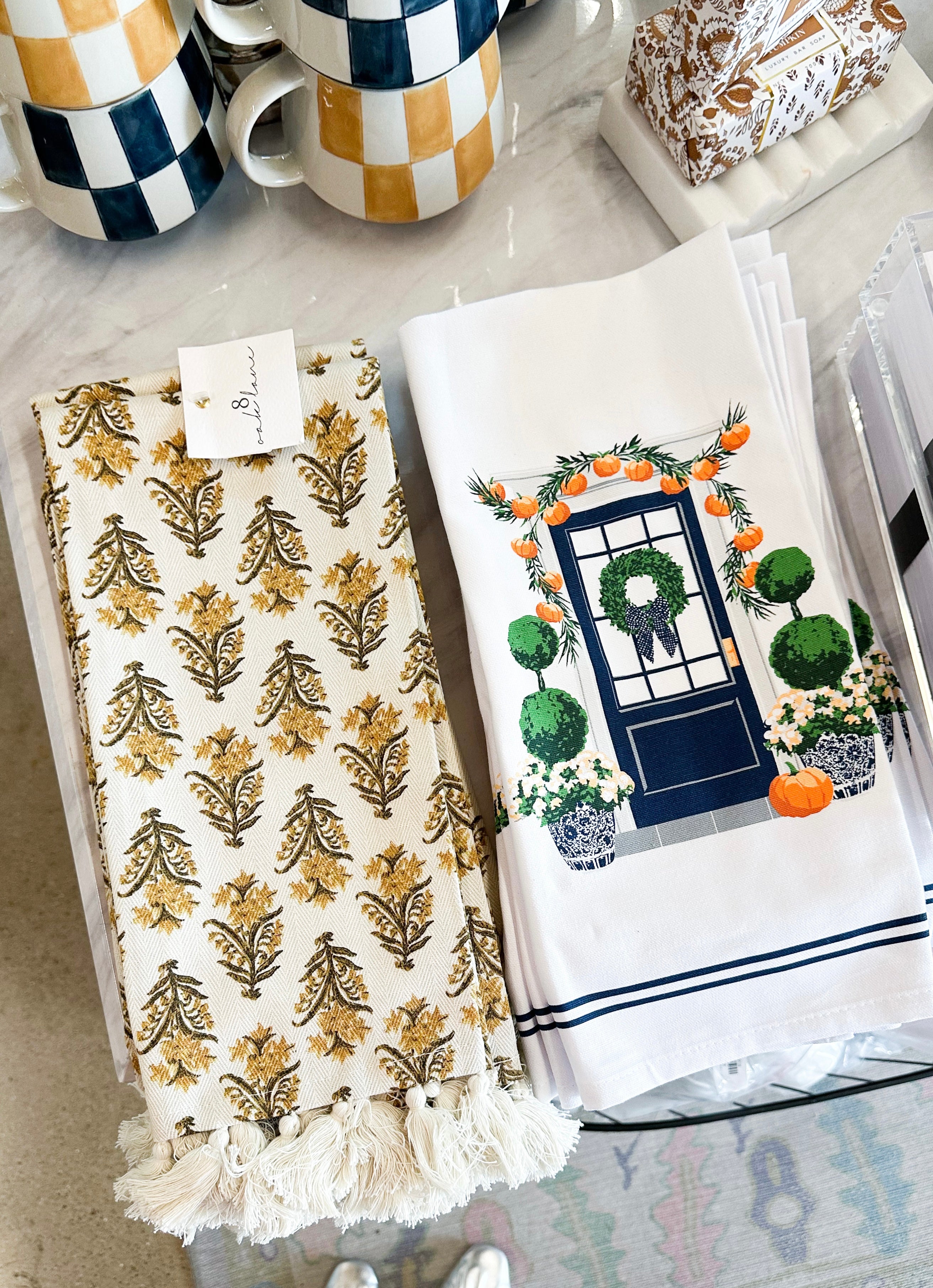 Fall Front Door Tea Towel