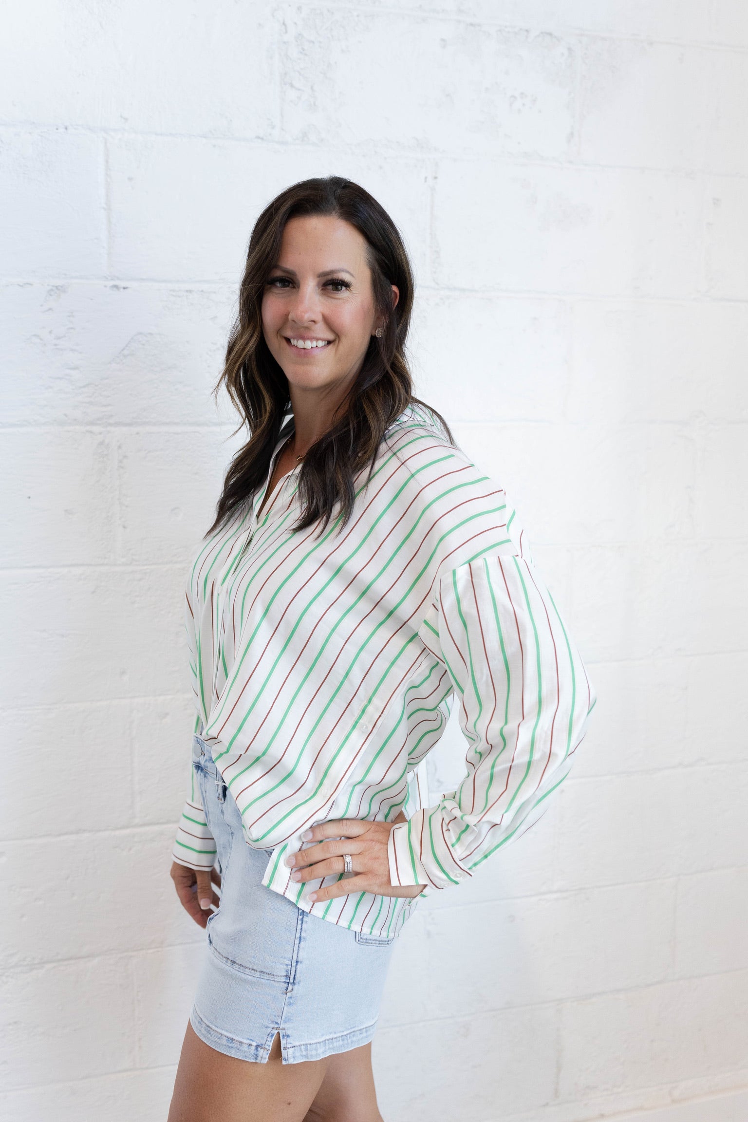 Katy Green Stripe Top