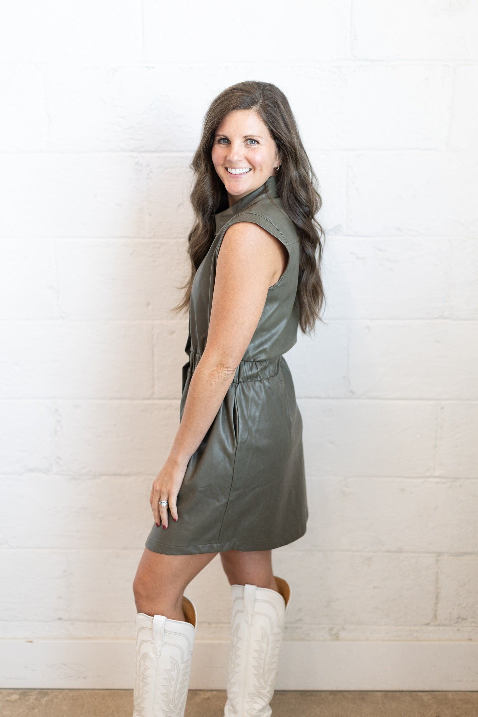 Bella Pine Leather Dress