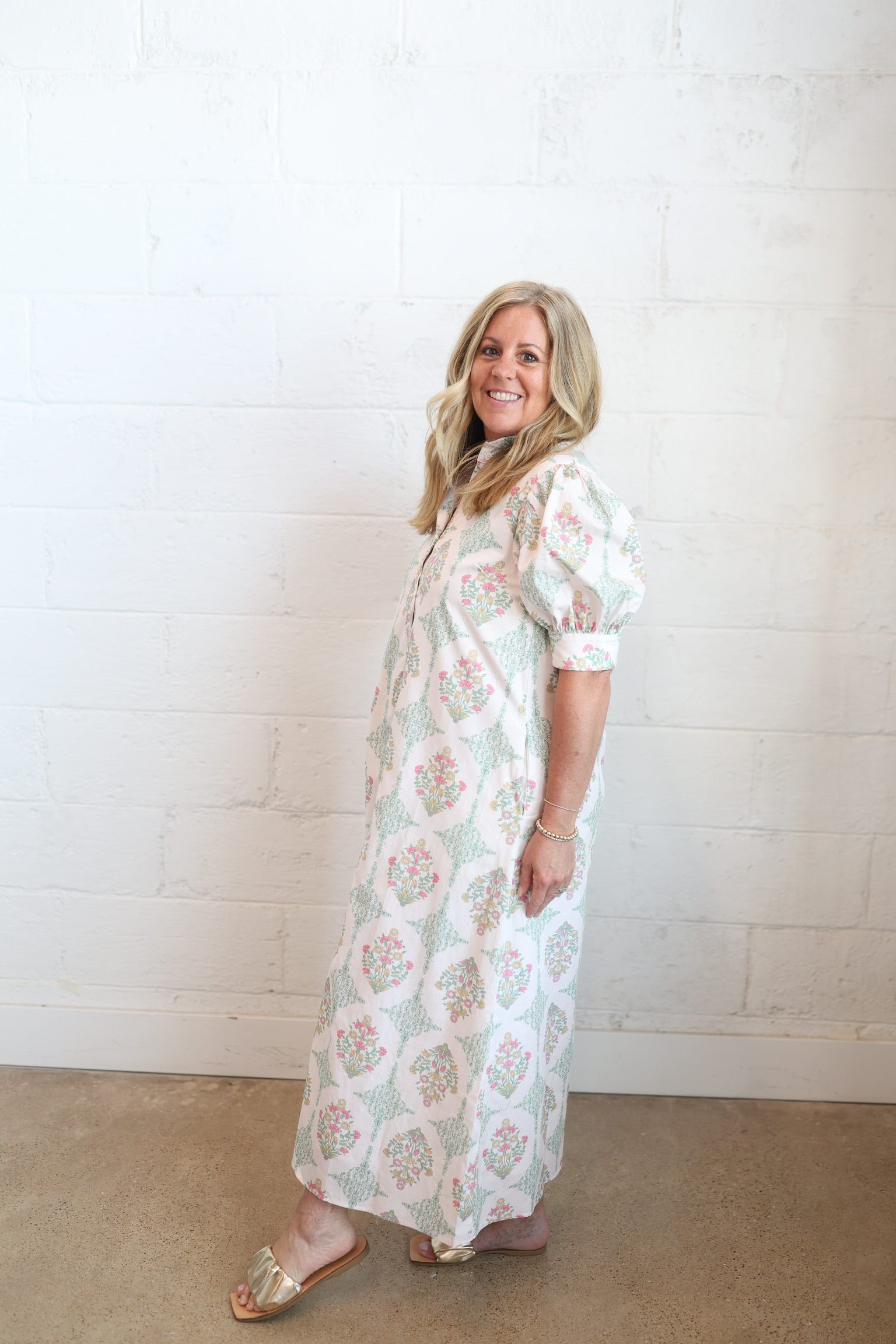 Light Pink Vintage Floral Maxi Dress