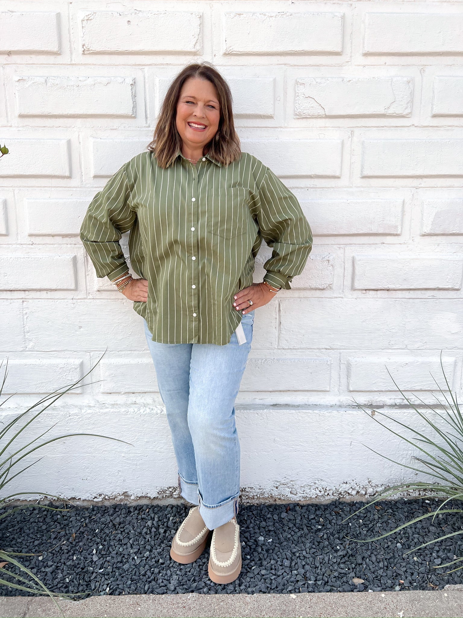 The Boyfriend Shirt, Ivory Stripe