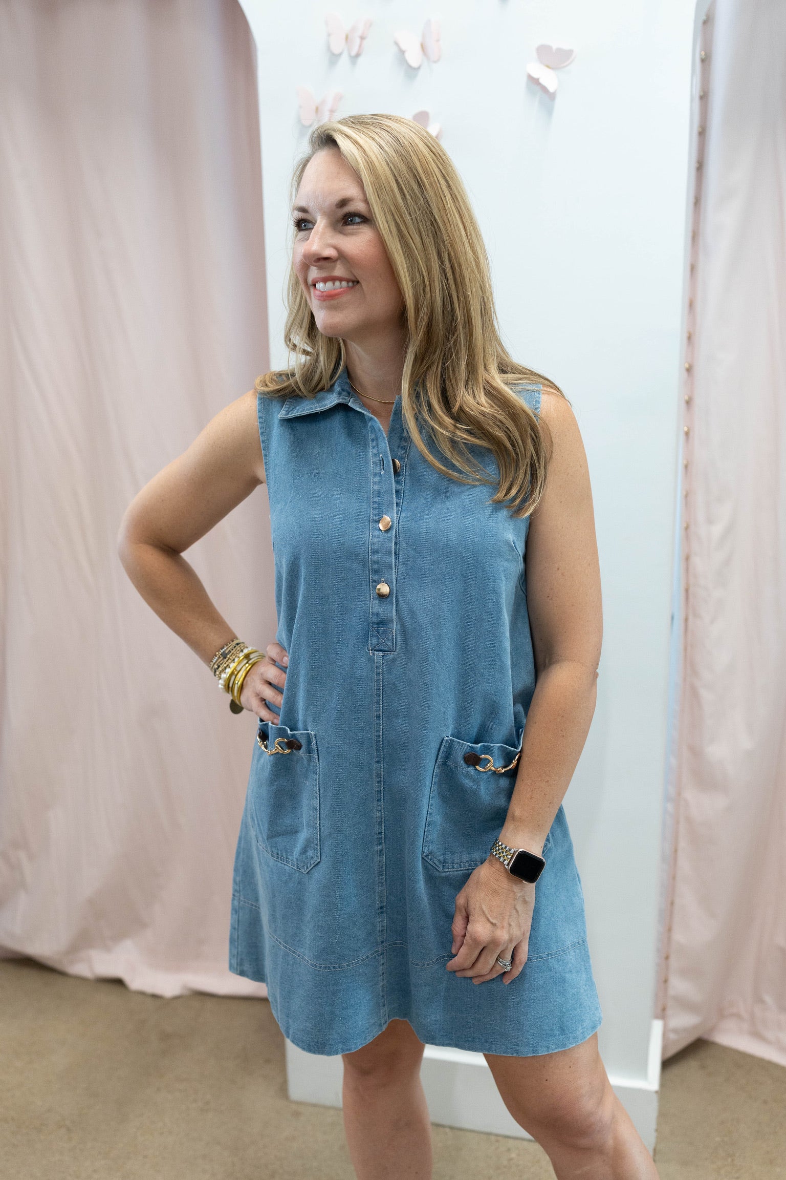 Denim Horsebit Mini Dress