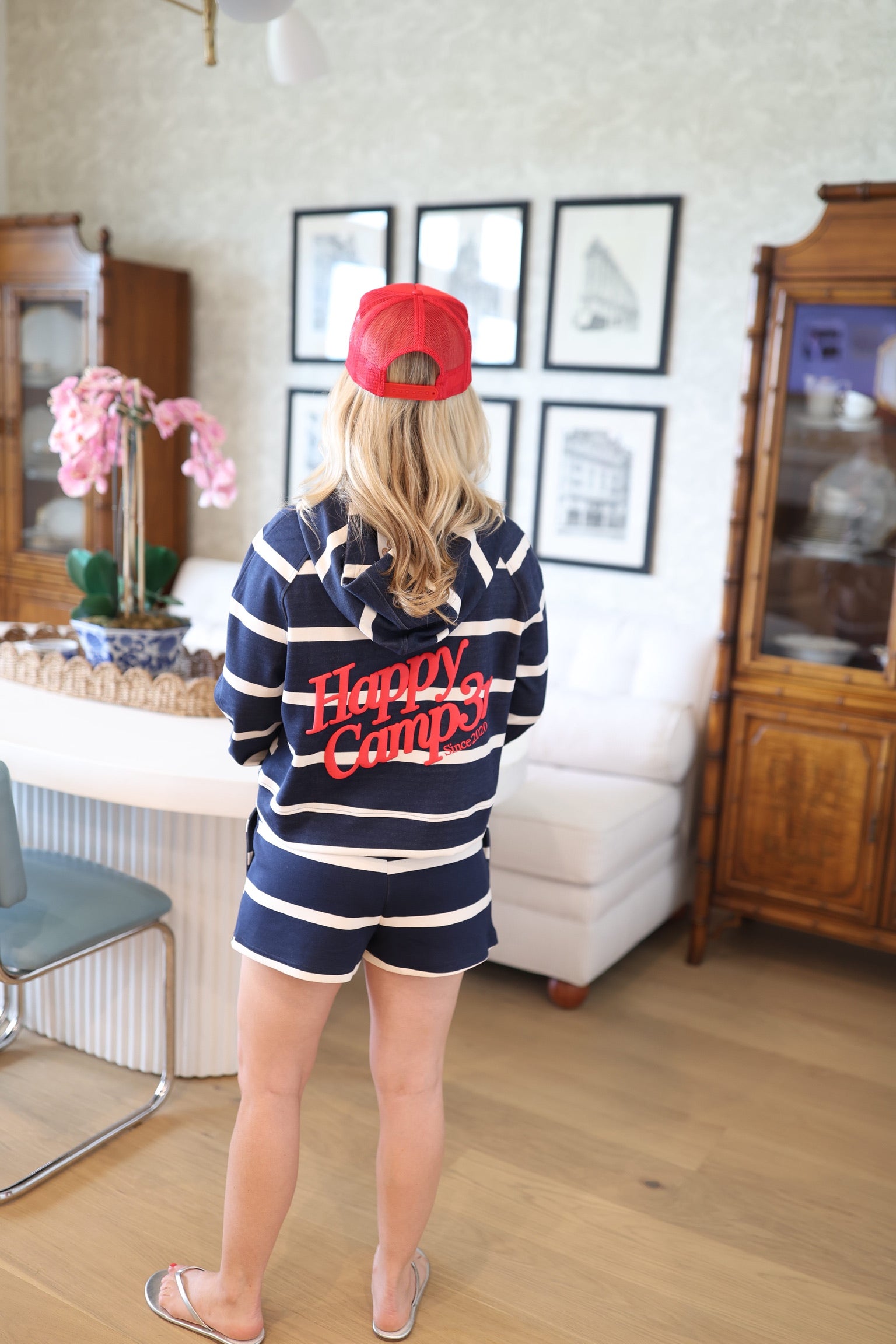 Navy Stripe Ellie Scuba Shorts